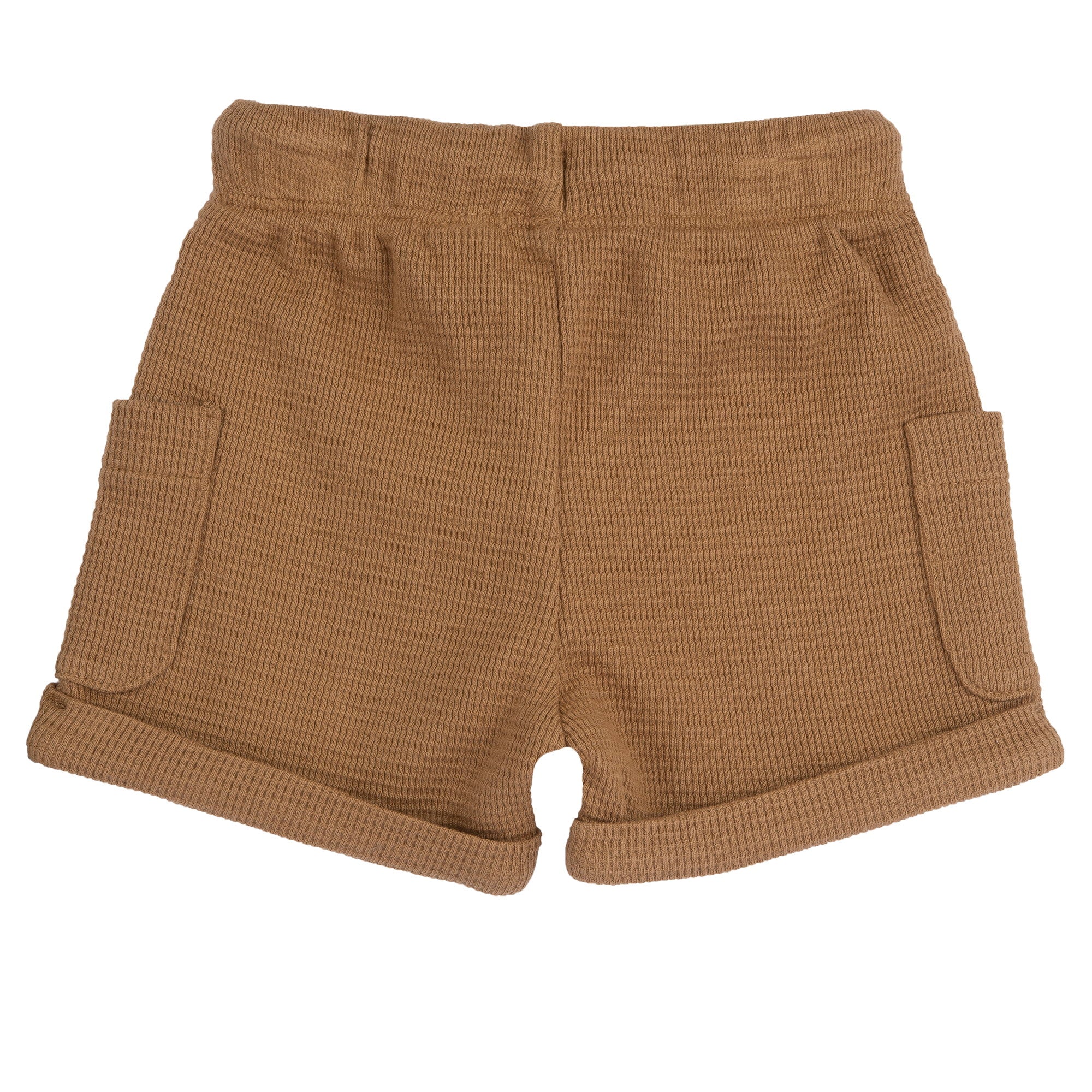 Boys Medium Brown Solid Cotton Shorts with Regular Fit