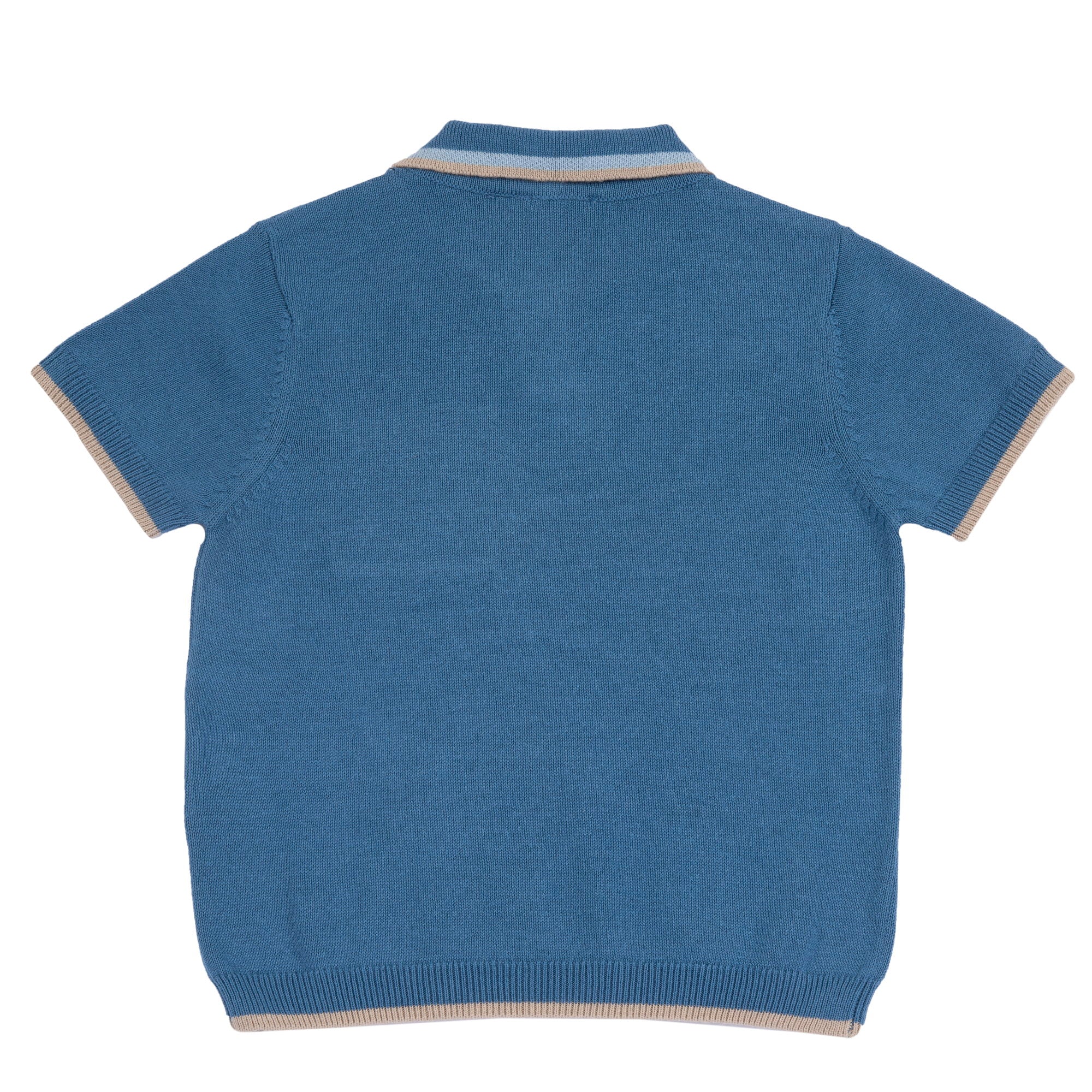 Boys Medium Light Blue Solid Cotton Short Sleeve Polo with Regular Fit
