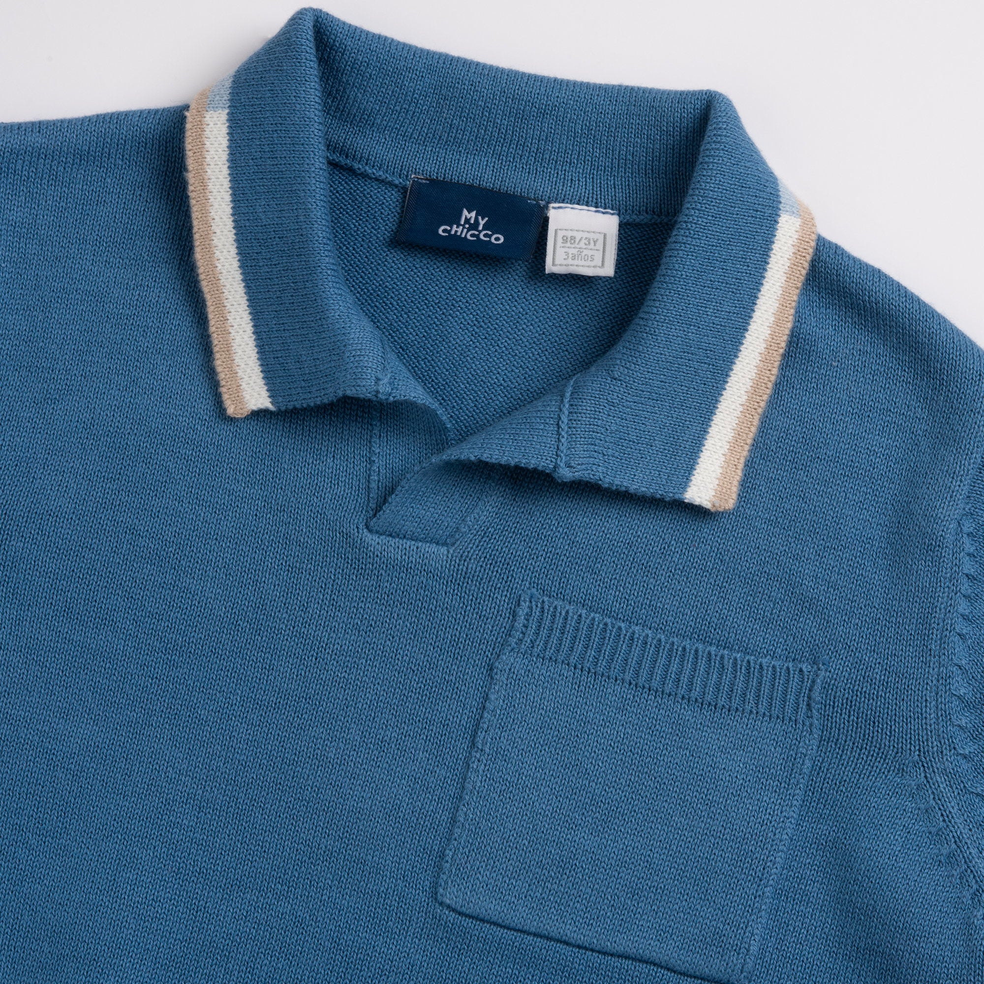 Boys Medium Light Blue Solid Cotton Short Sleeve Polo with Regular Fit