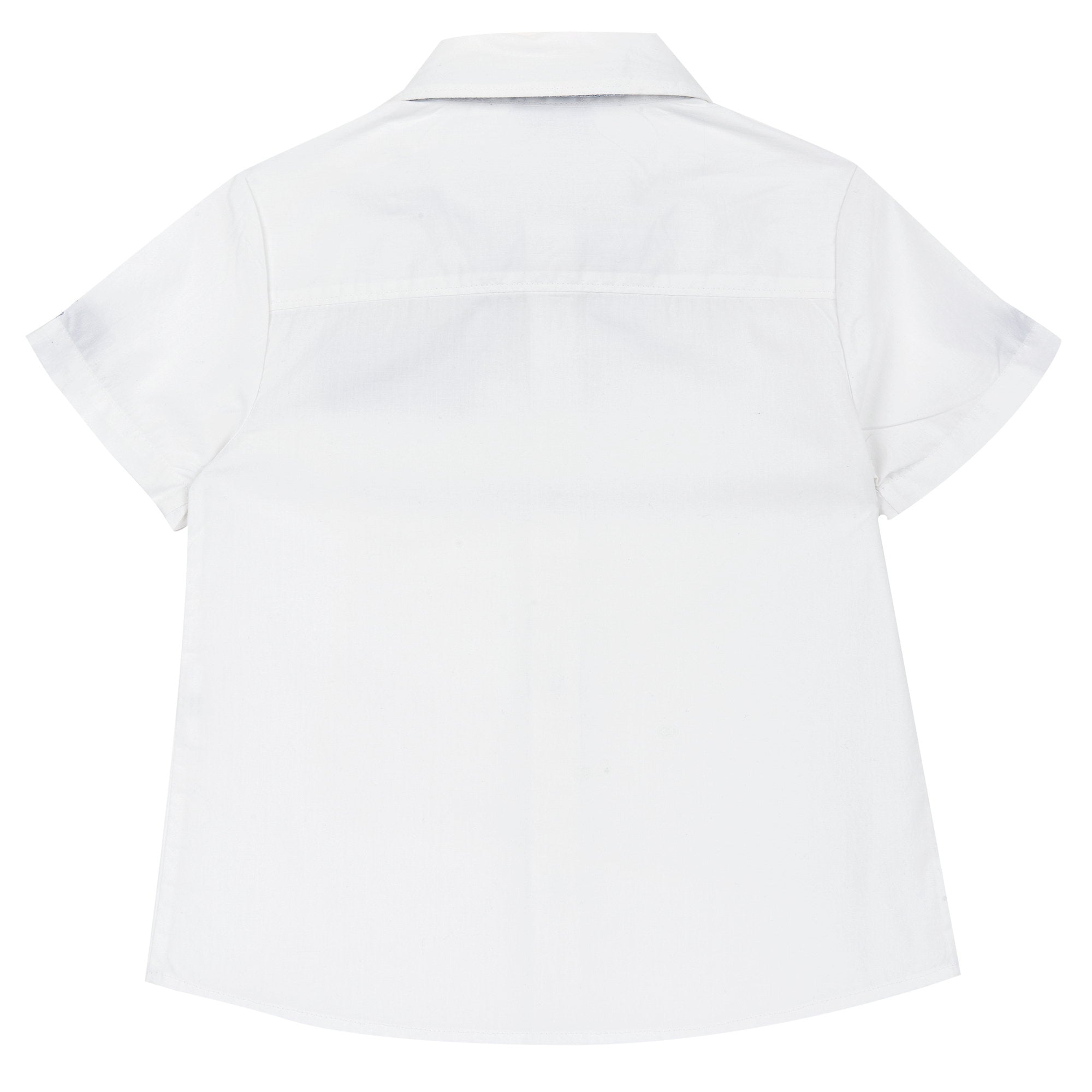 Boys White Embellished Cotton Short Sleeve Shirt with Regular Fit