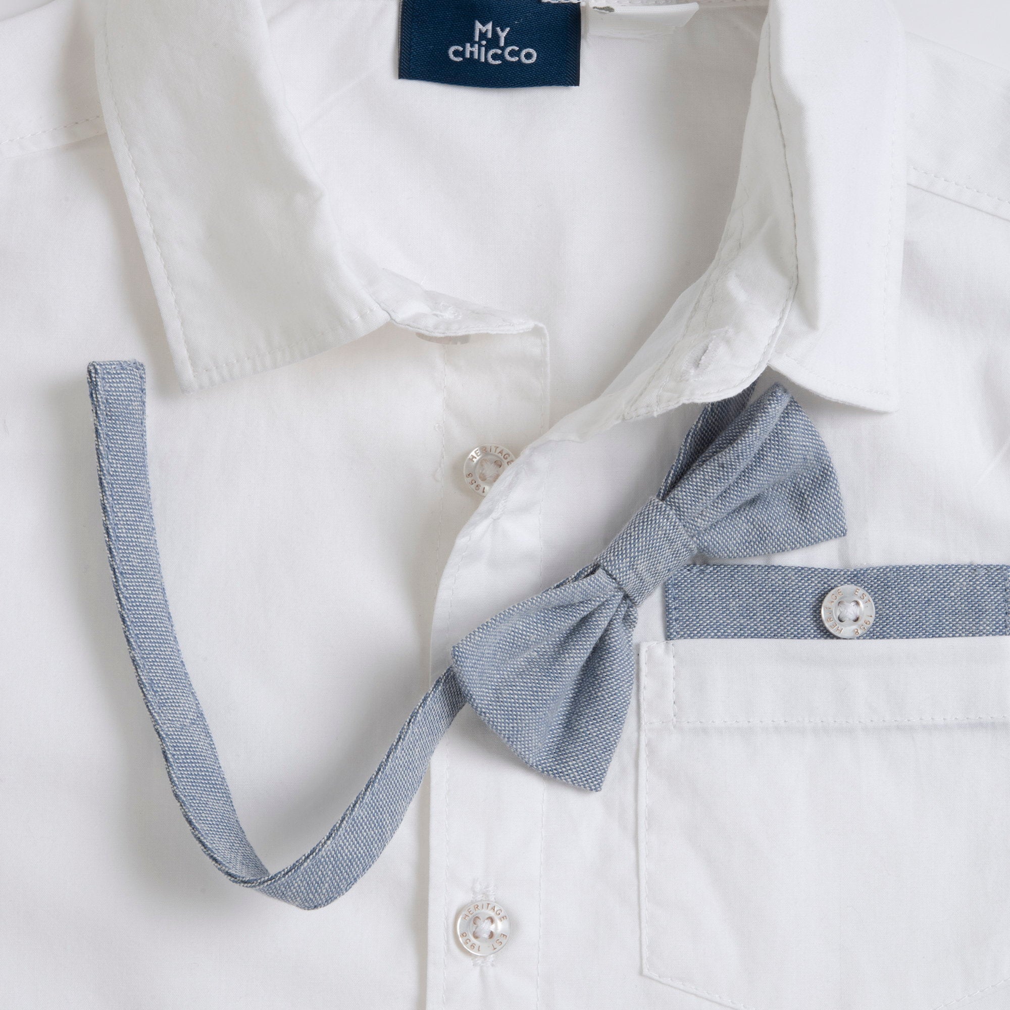 Boys White Embellished Cotton Short Sleeve Shirt with Regular Fit