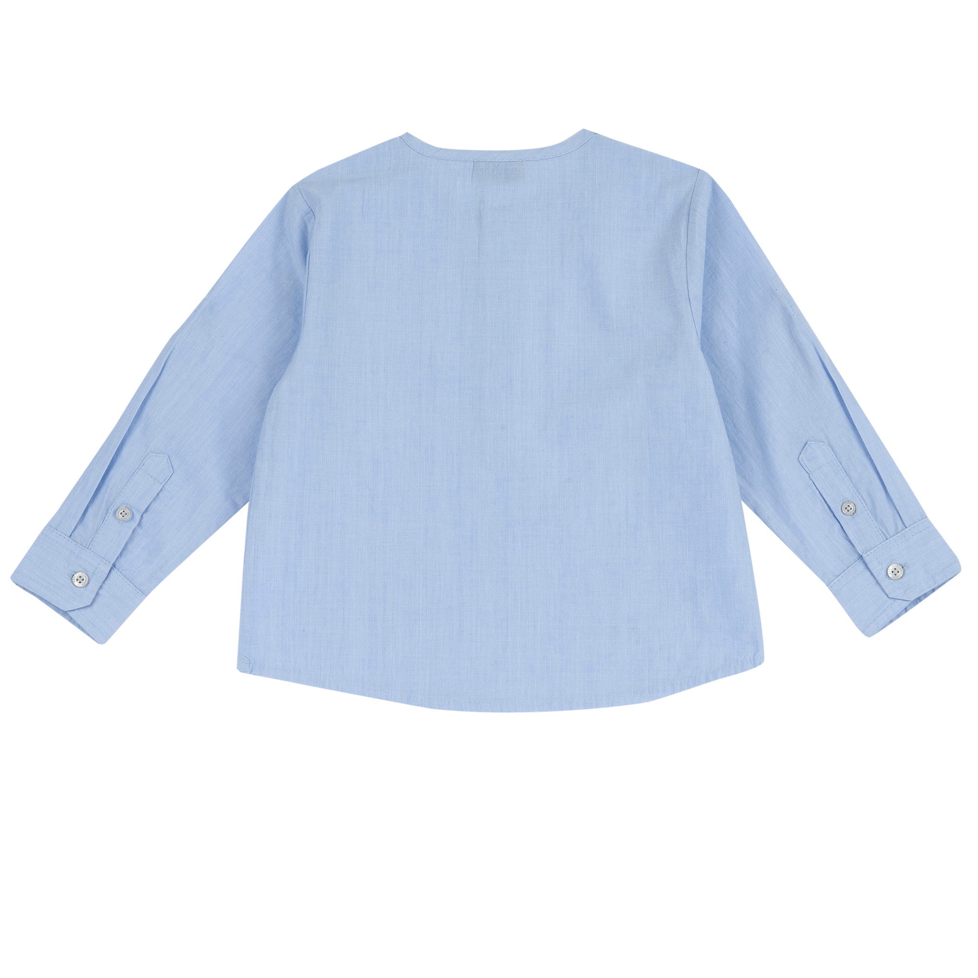 Boys Light Blue Solid Cotton Long Sleeve Henley Shirt with Regular Fit