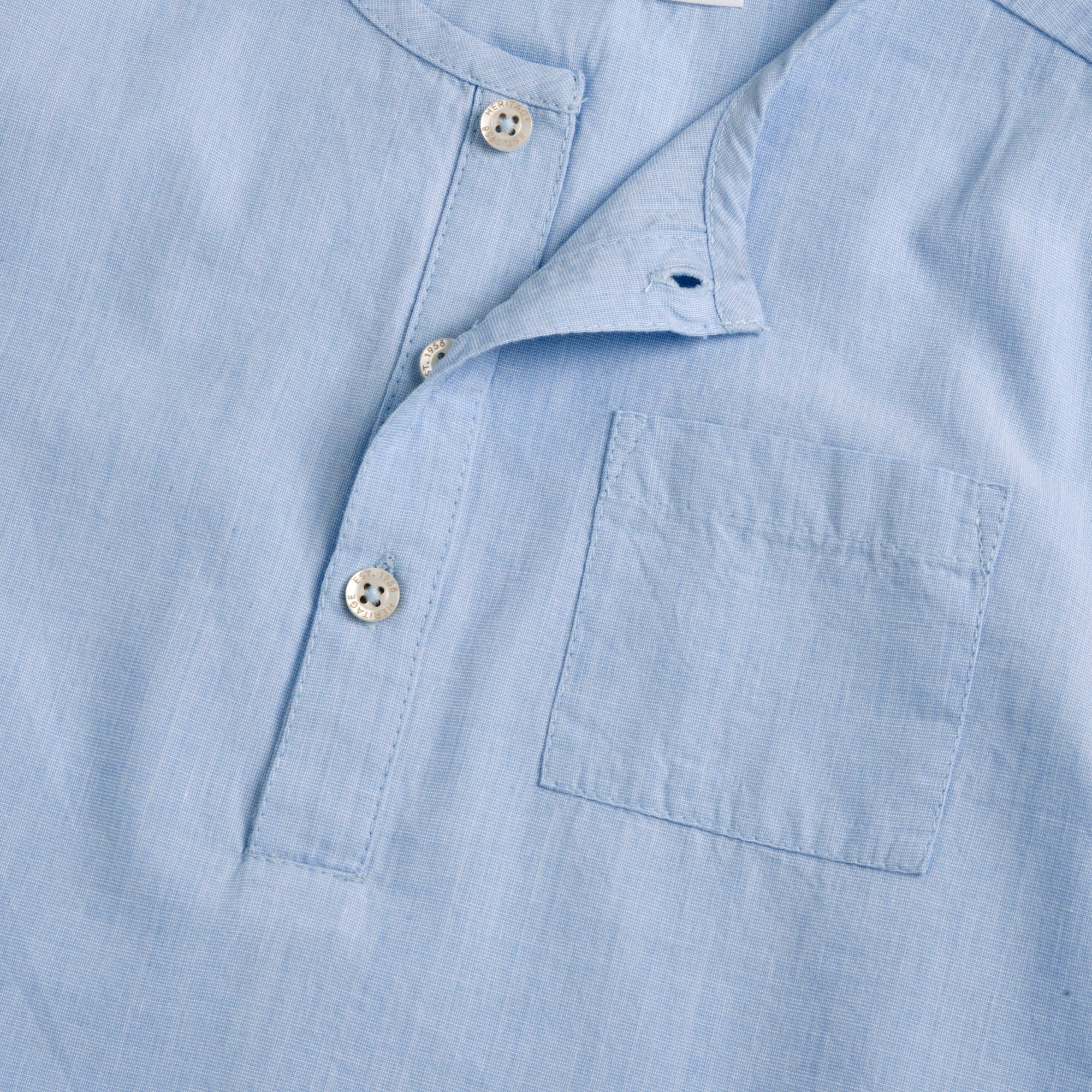 Boys Light Blue Solid Cotton Long Sleeve Henley Shirt with Regular Fit