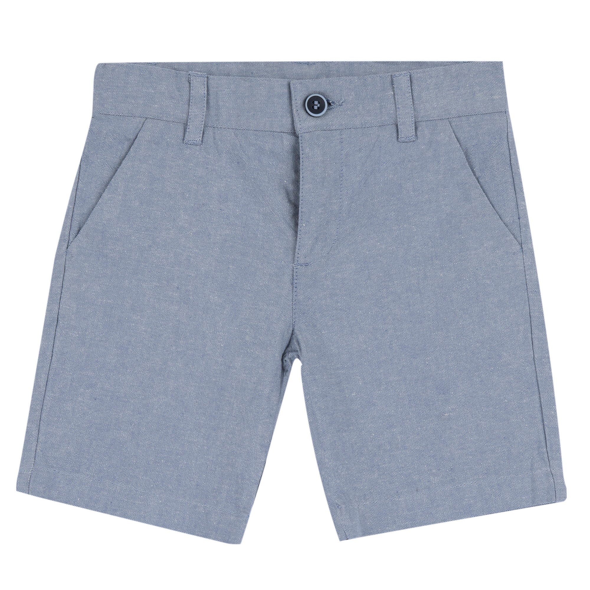 Boys Medium Light Blue Solid Cotton Shorts with Regular Fit