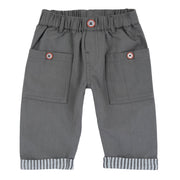 Boys Medium Grey Solid Cotton Lyocell Long Trousers with Regular Fit
