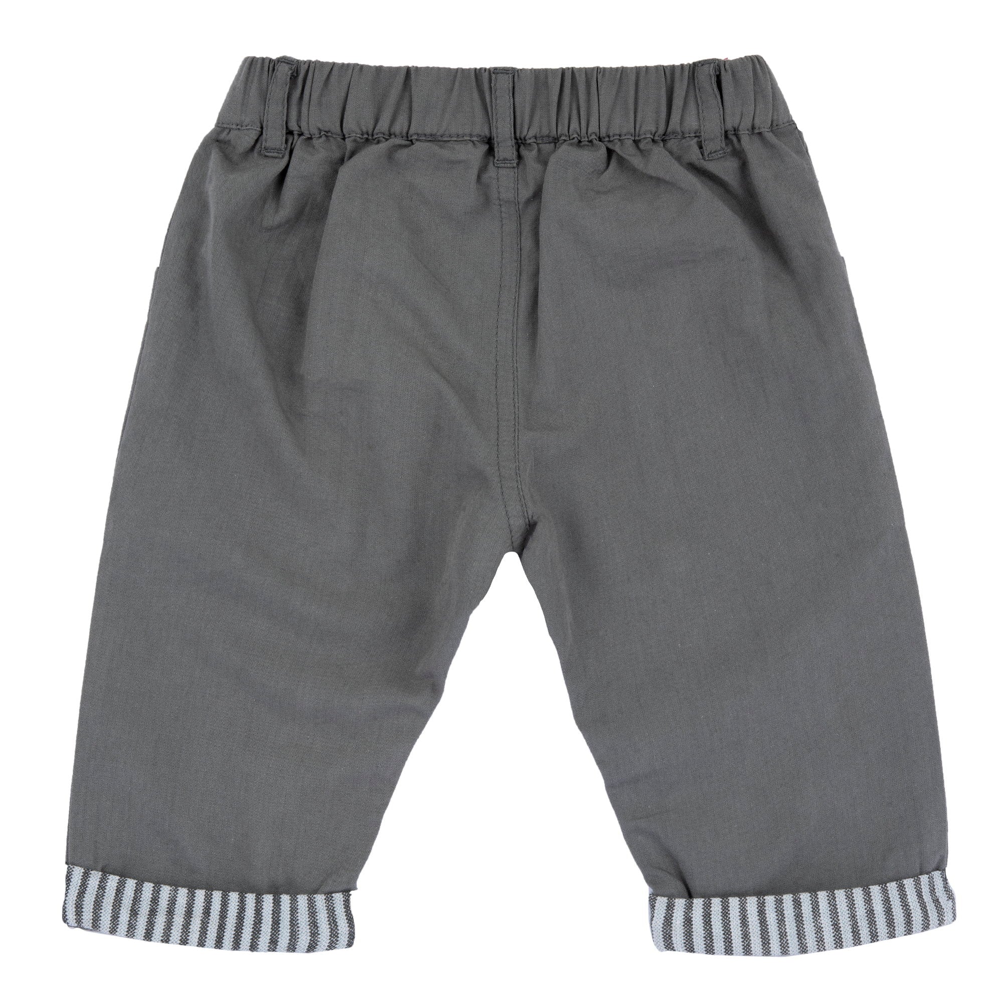 Boys Medium Grey Solid Cotton Lyocell Long Trousers with Regular Fit