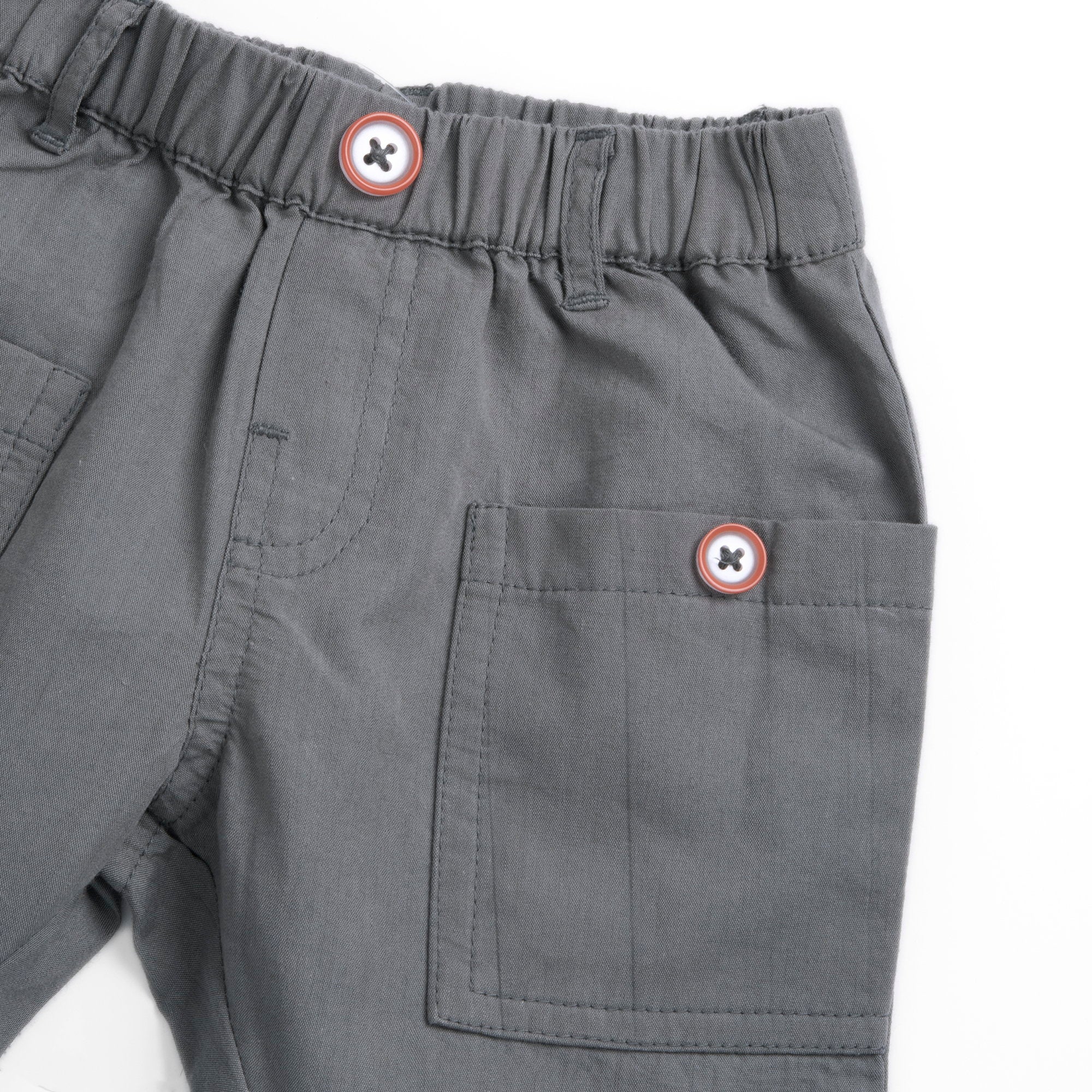Boys Medium Grey Solid Cotton Lyocell Long Trousers with Regular Fit