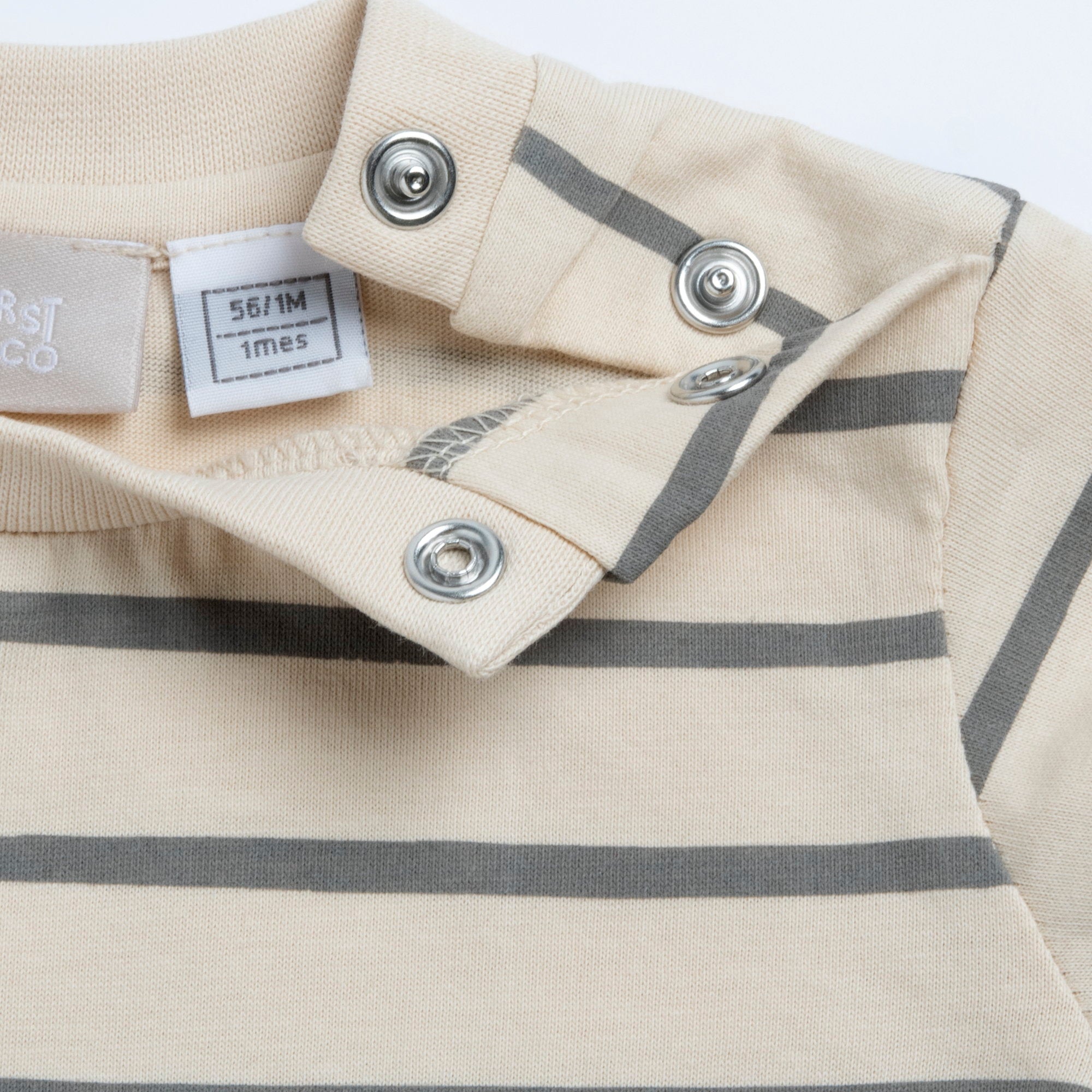 Boys Light Natural Striped Cotton T-Shirt with Regular Fit