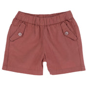 Boys Light Red Solid Cotton Lyocell Shorts with Regular Fit