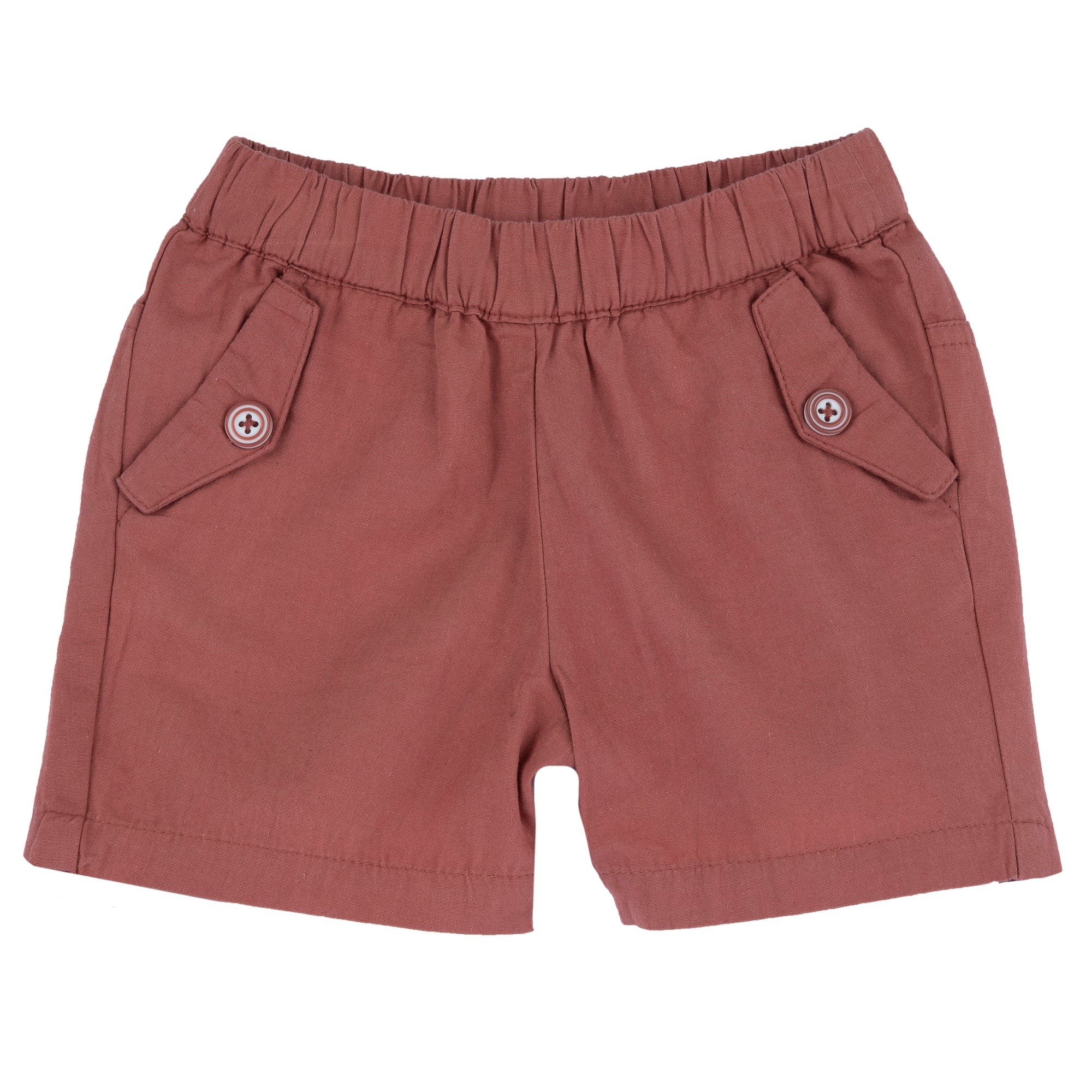 Boys Light Red Solid Cotton Lyocell Shorts with Regular Fit