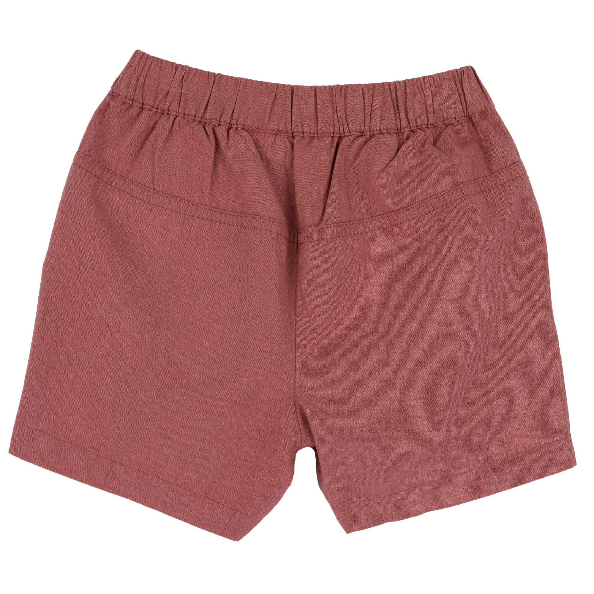Boys Light Red Solid Cotton Lyocell Shorts with Regular Fit