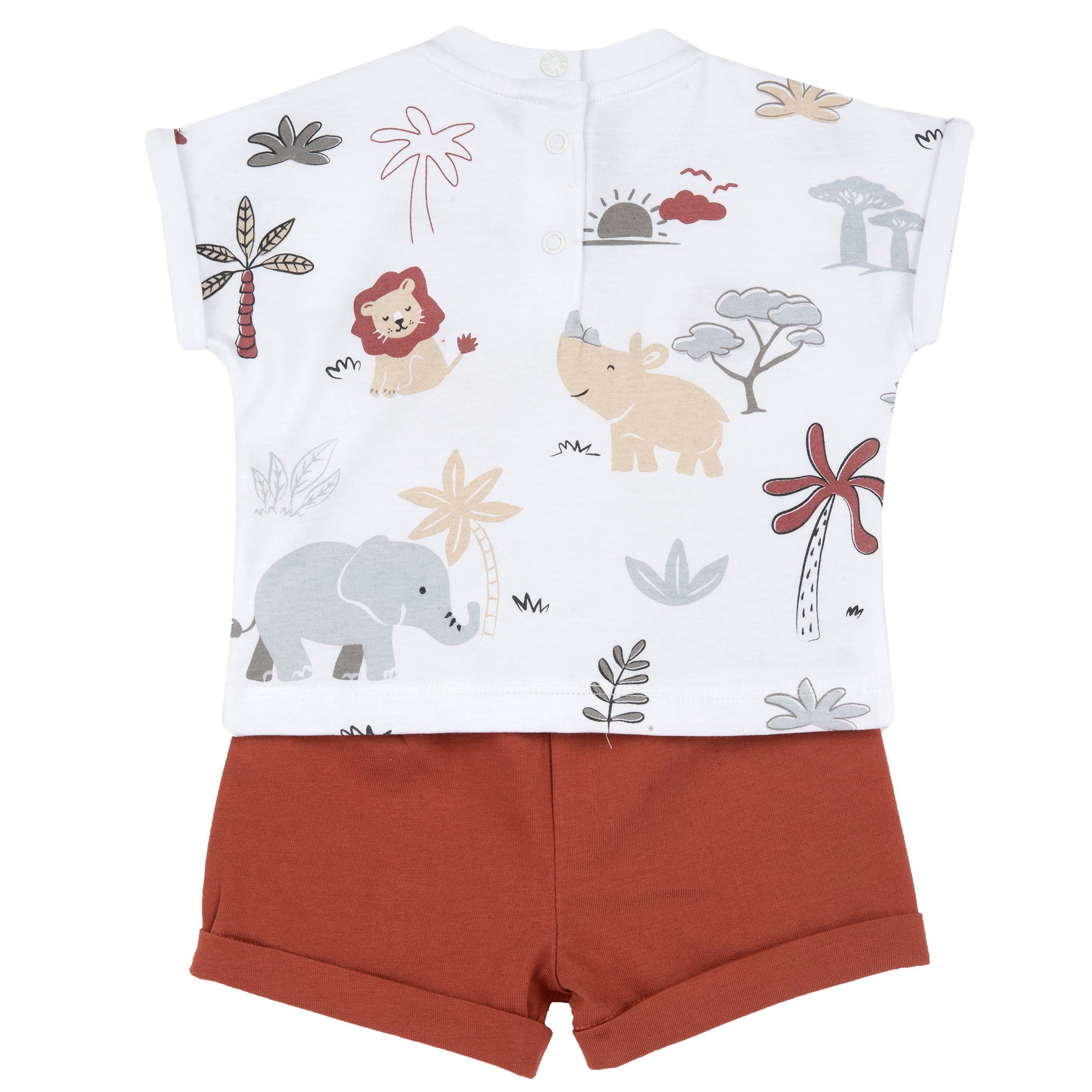 Boys Light Red Printed Cotton T-Shirt and Shorts Set