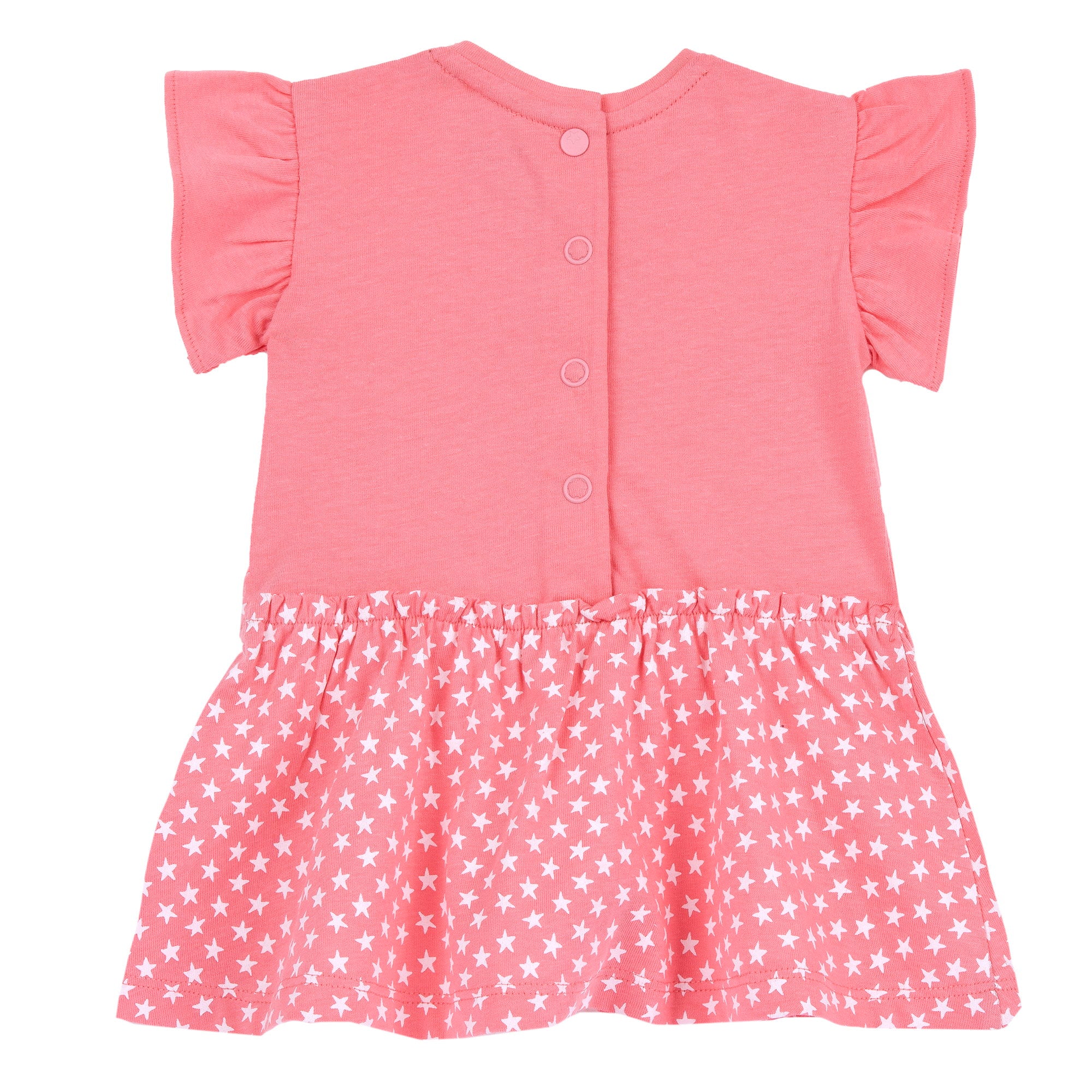 Girls Medium Pink Animal Printed Cotton A-Line Dress with Cap Sleeves