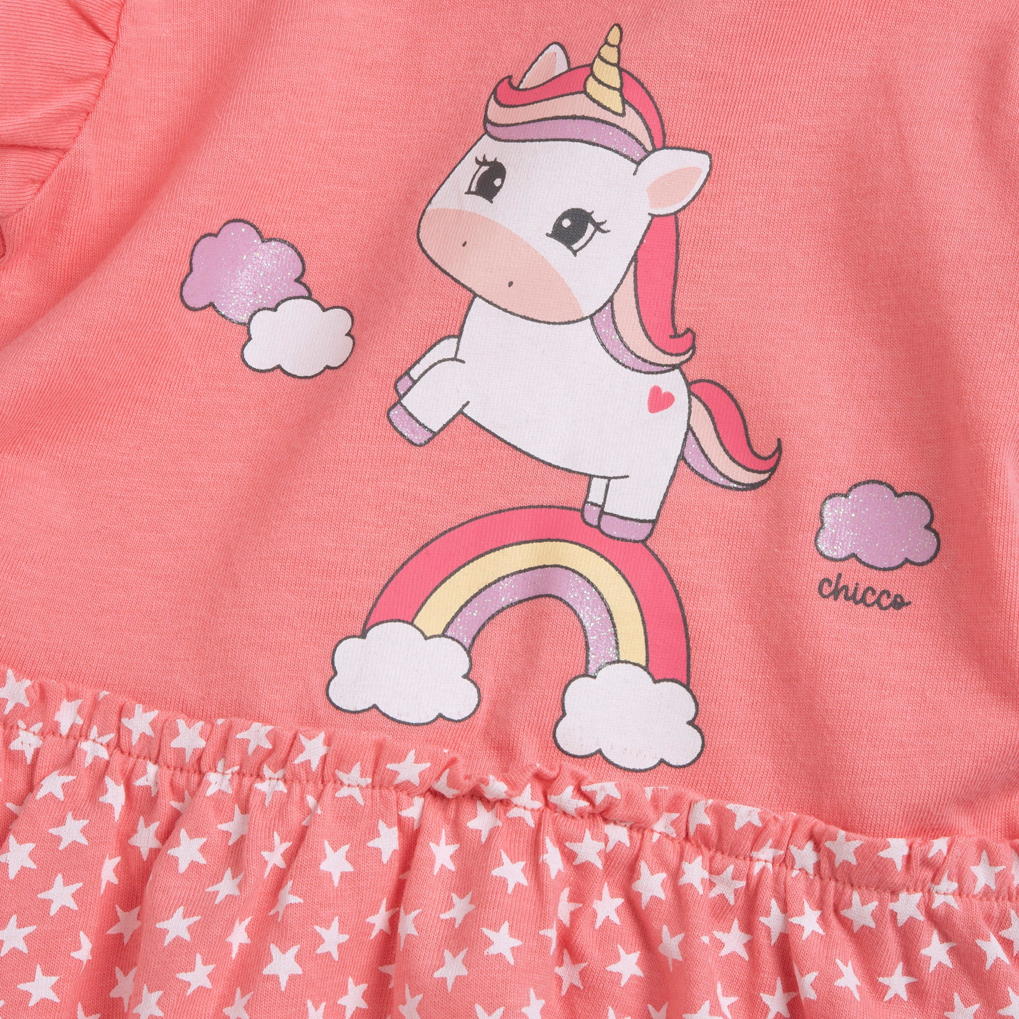 Girls Medium Pink Animal Printed Cotton A-Line Dress with Cap Sleeves