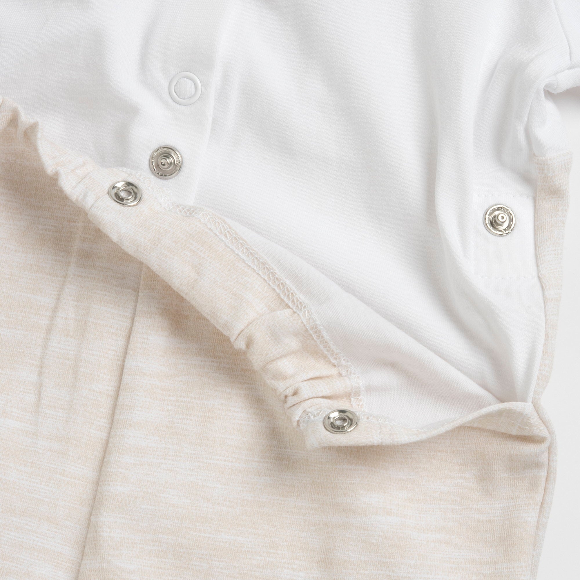 Boys Medium Natural Embellished Cotton Stretch Nappy Opening Babysuit
