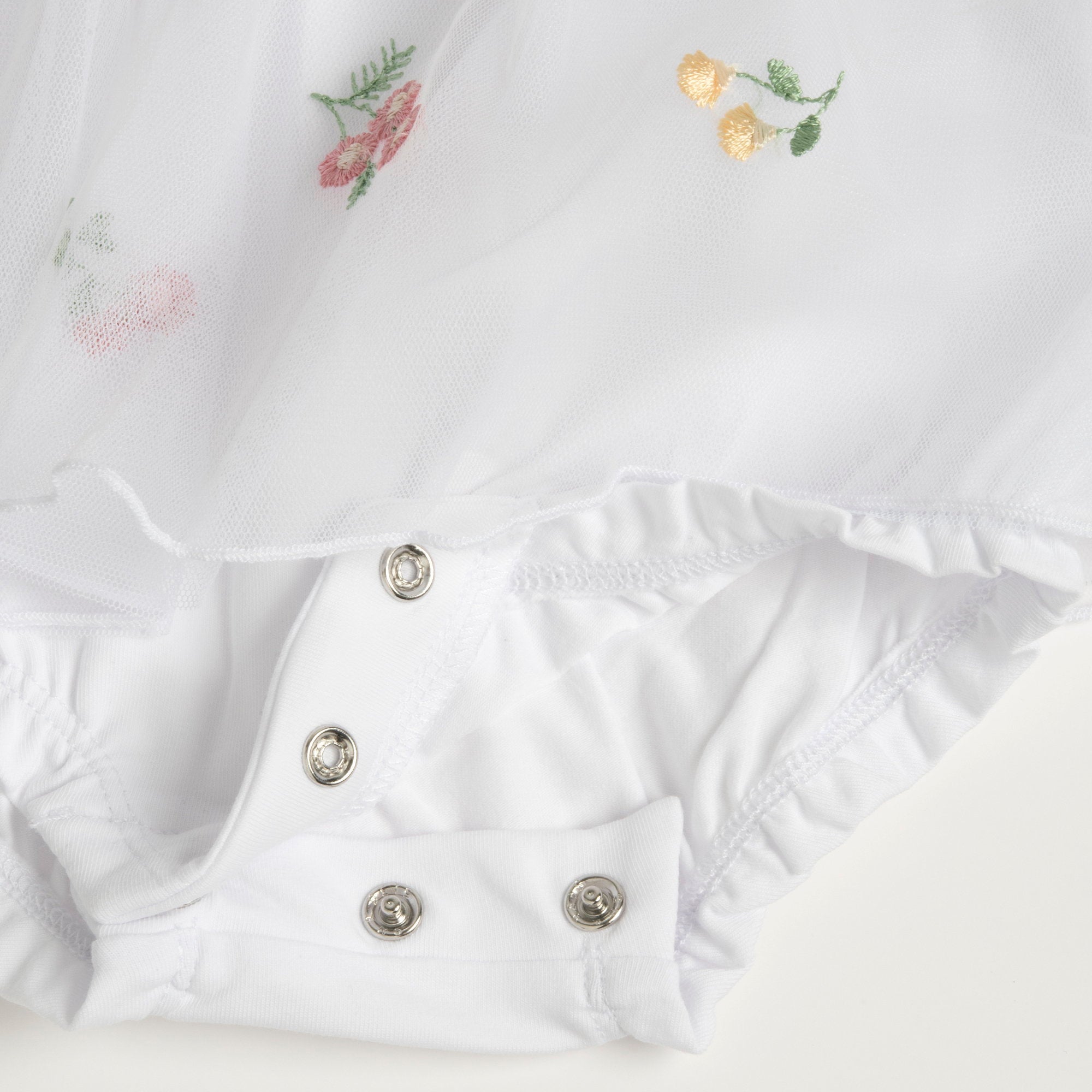 Girls White Embroidered Cotton Blend Cap Sleeve Romper with Peter Pan Collar