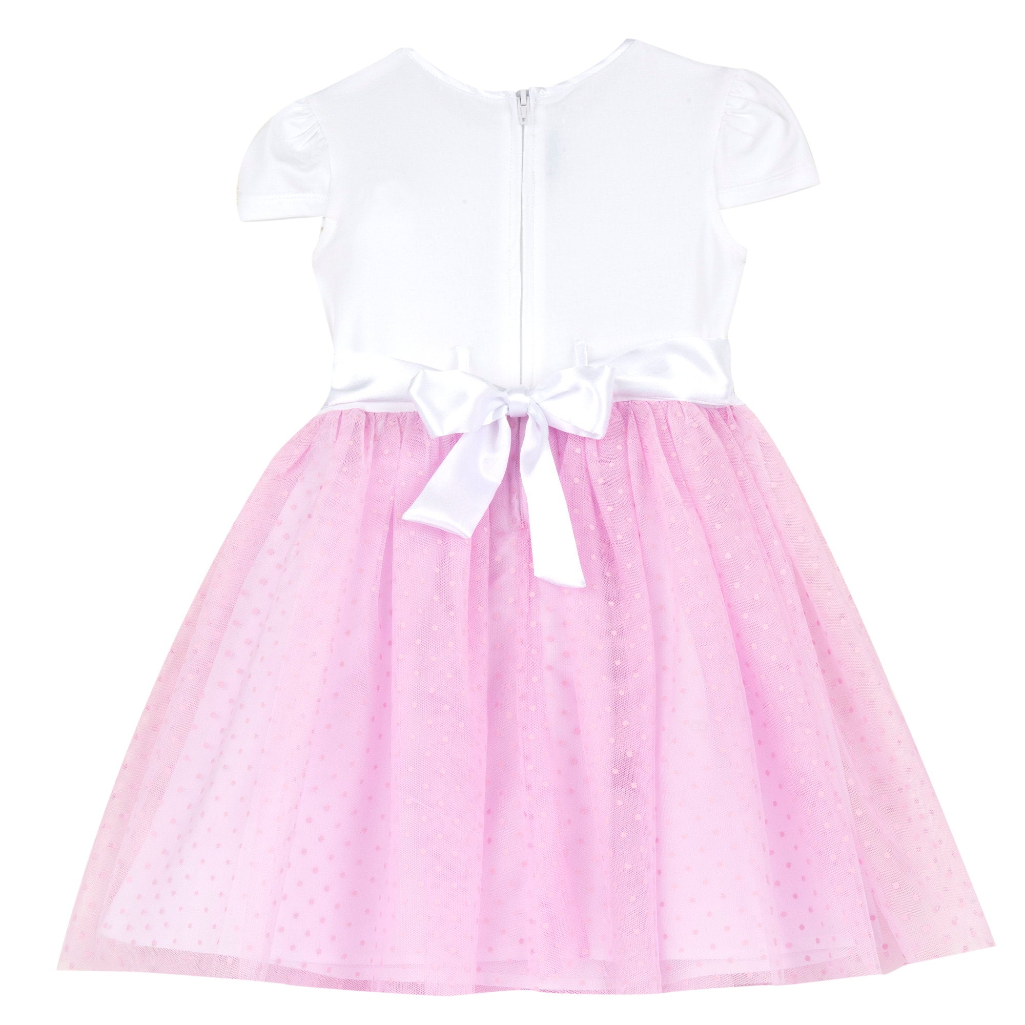 Girls White Embellished Cotton Blend A-Line Dress with Cap Sleeves