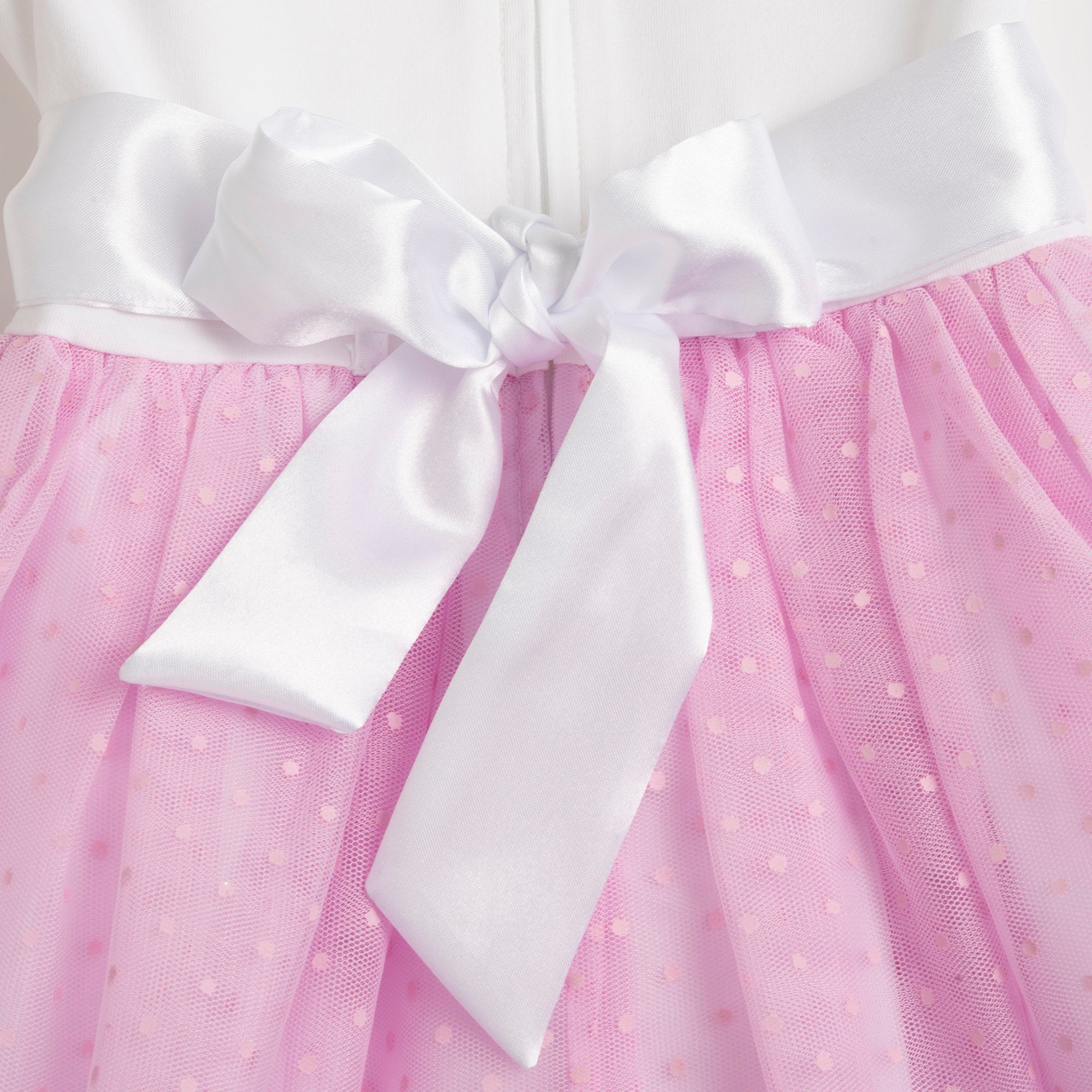 Girls White Embellished Cotton Blend A-Line Dress with Cap Sleeves
