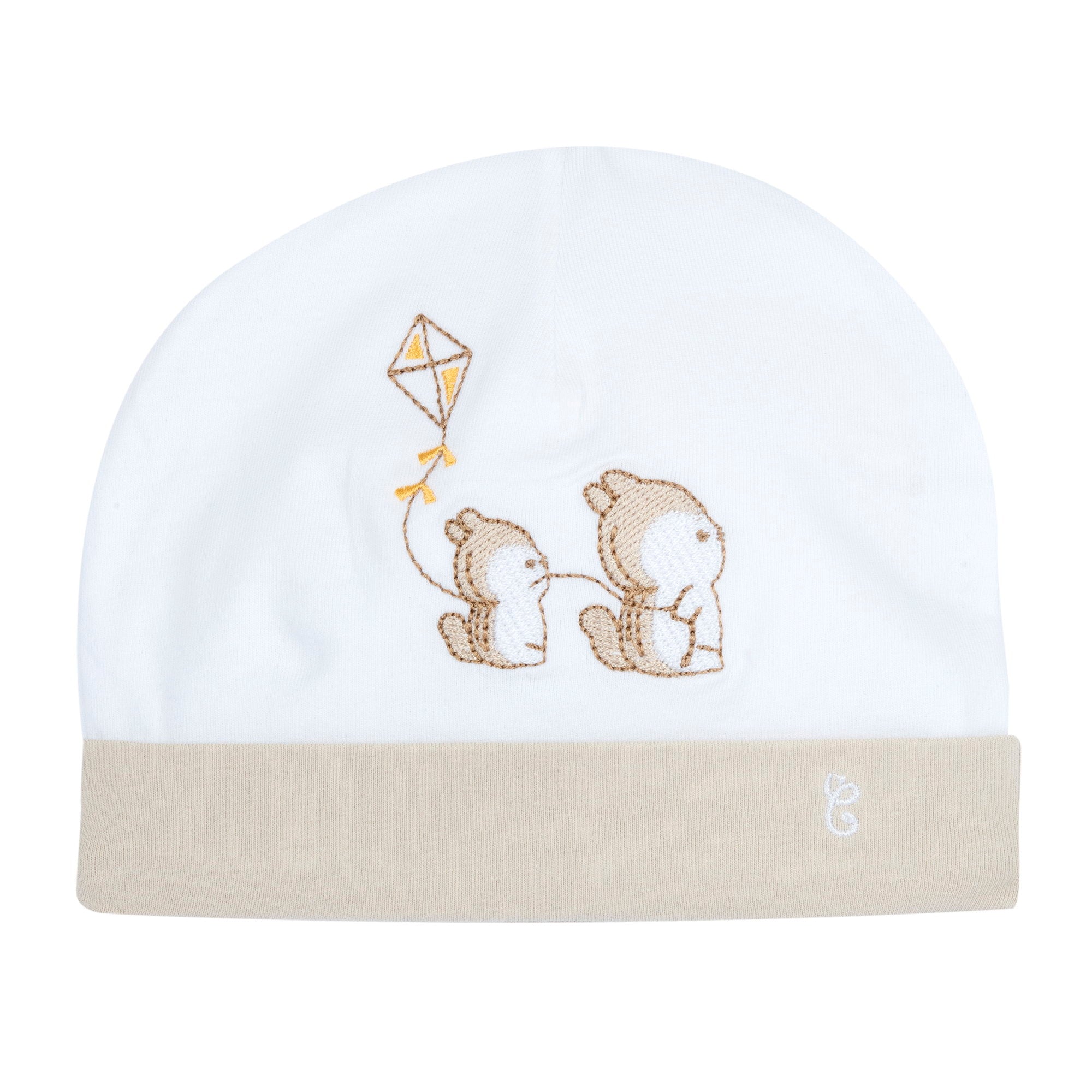 White Embroidered Cotton Stretch Hat for Kids – Unisex Casual Wear