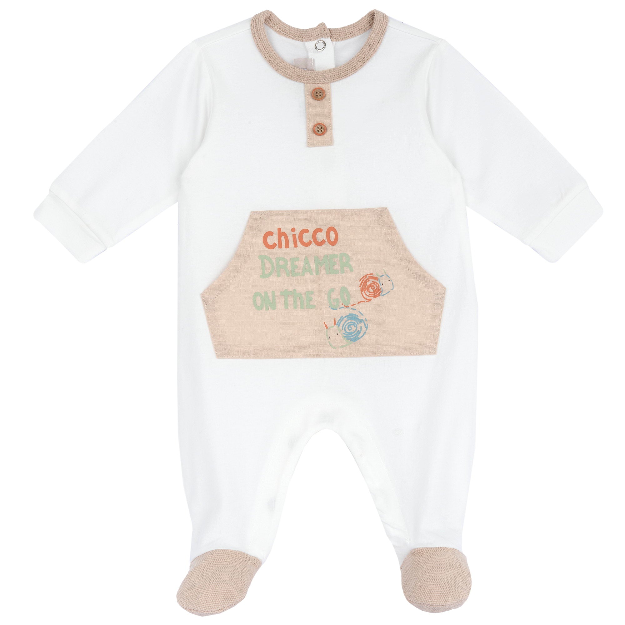 Unisex Bronze Typography Printed Cotton Blend Leg Opening Babysuit with Full Sleeves