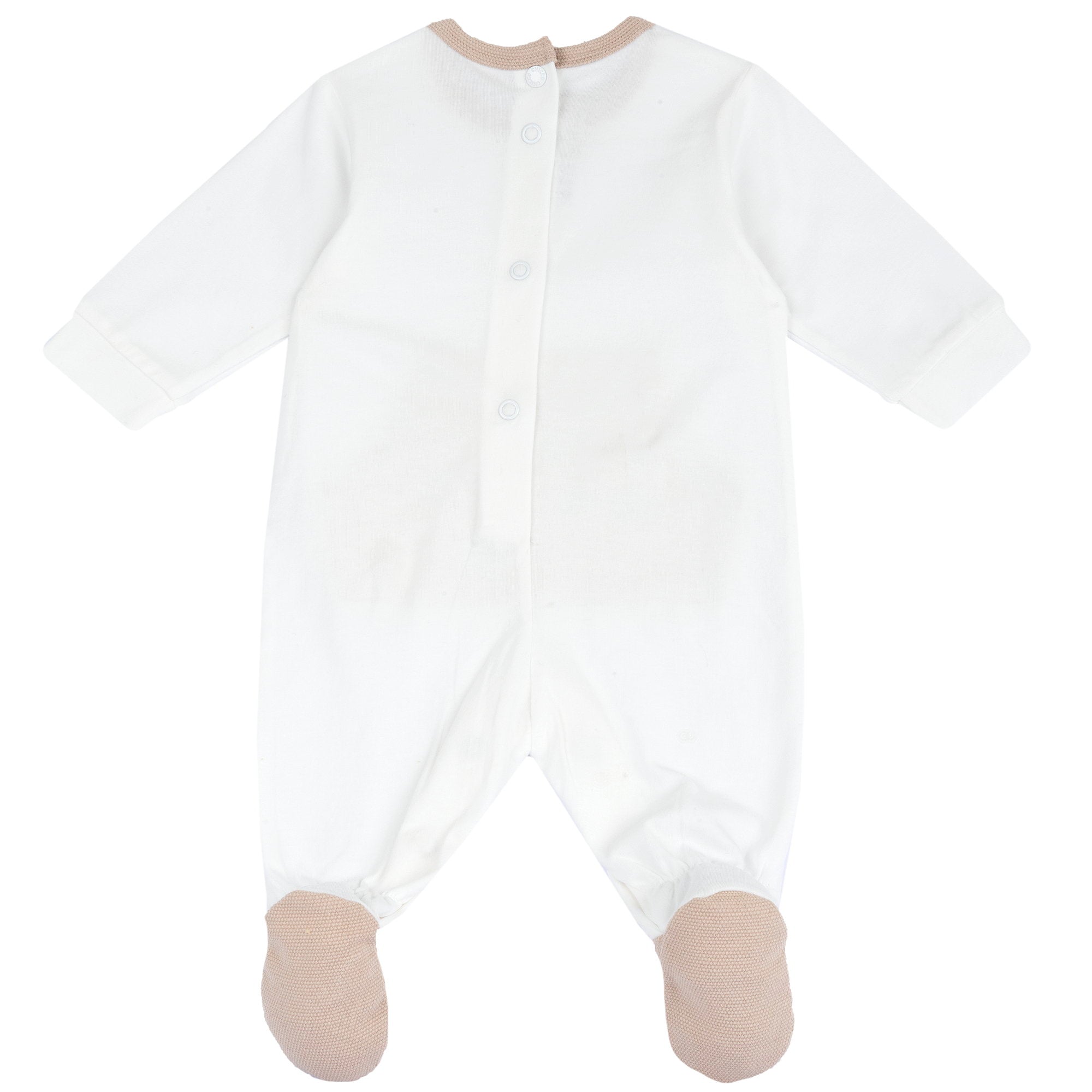 Unisex Bronze Typography Printed Cotton Blend Leg Opening Babysuit with Full Sleeves