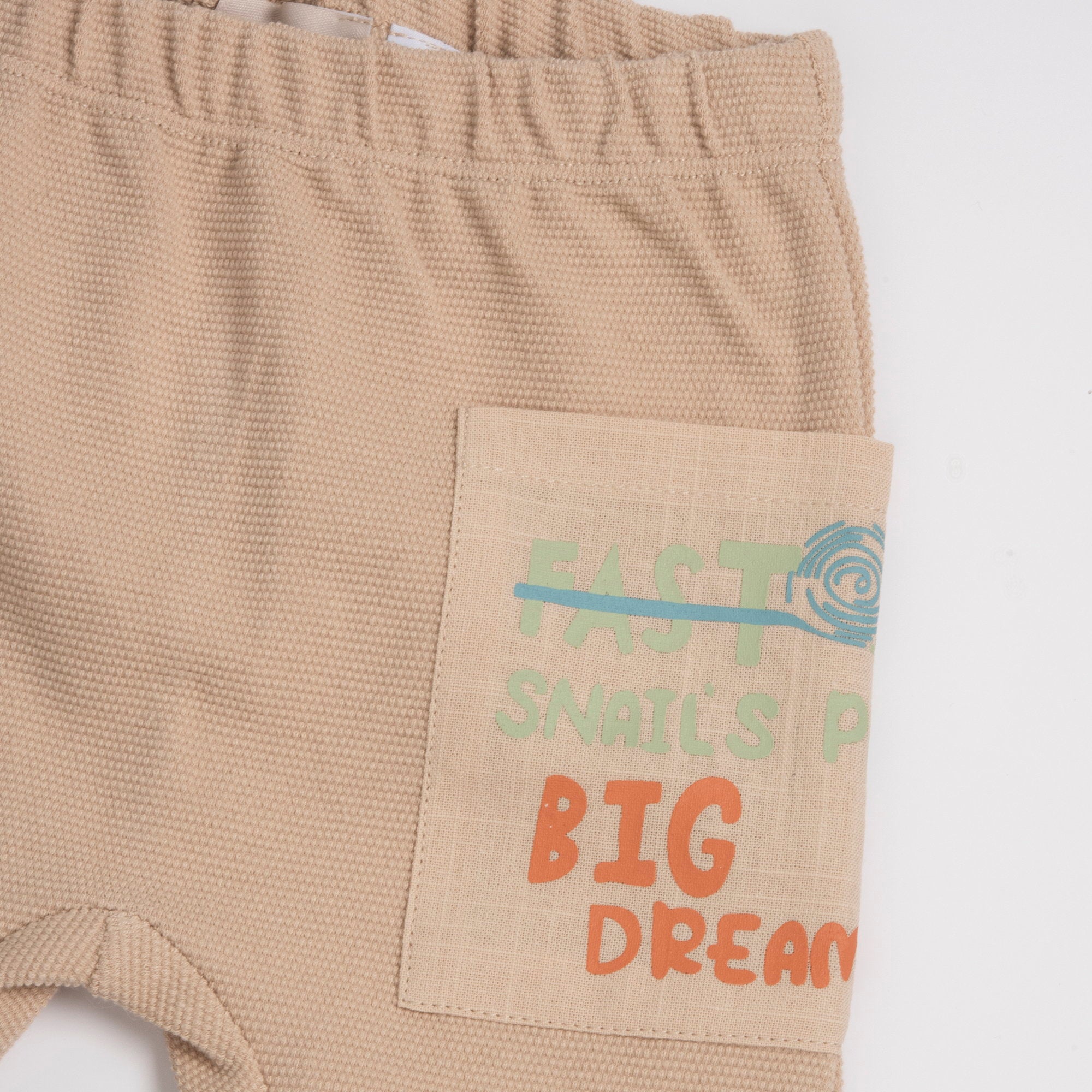 Unisex Medium Natural Solid Cotton Blend T-Shirt and Long Pants Set