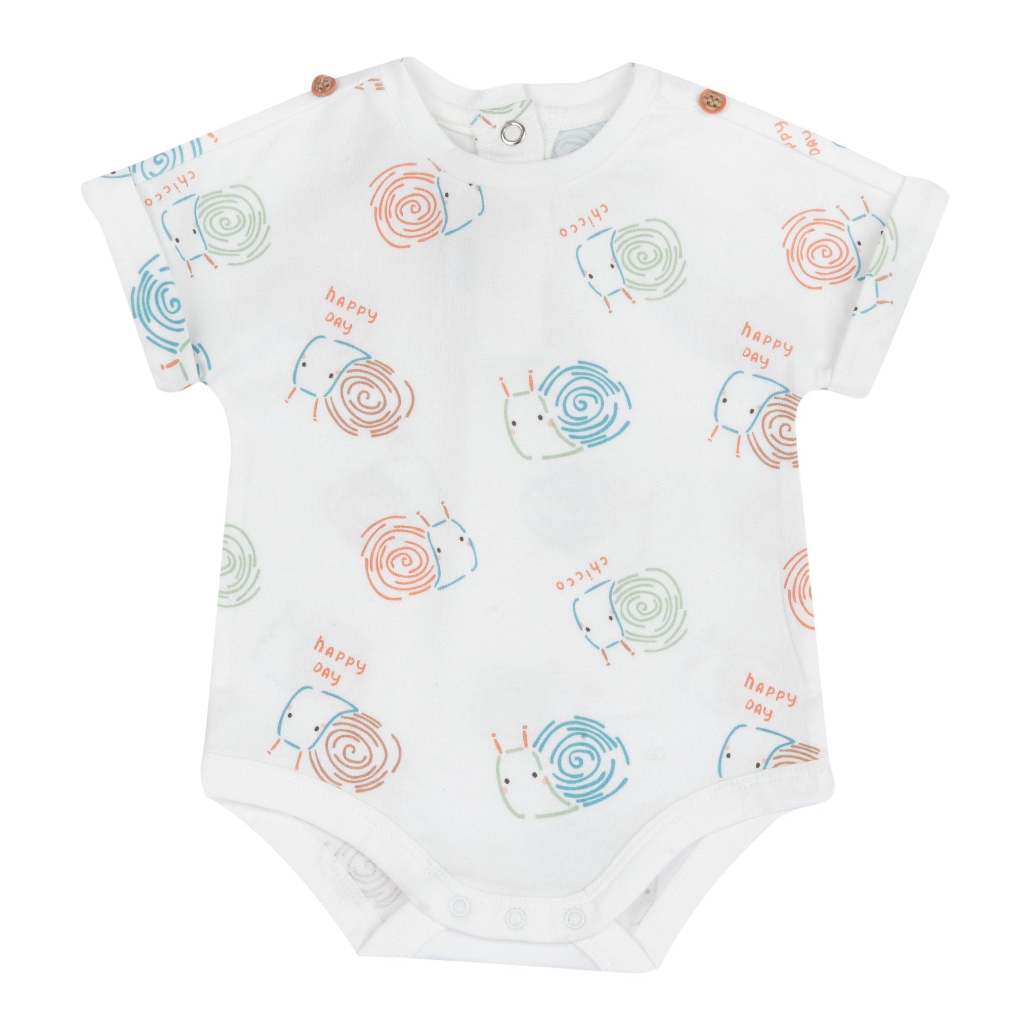 Unisex Medium Natural Printed Cotton Blend Bodysuit and Short Overalls Set