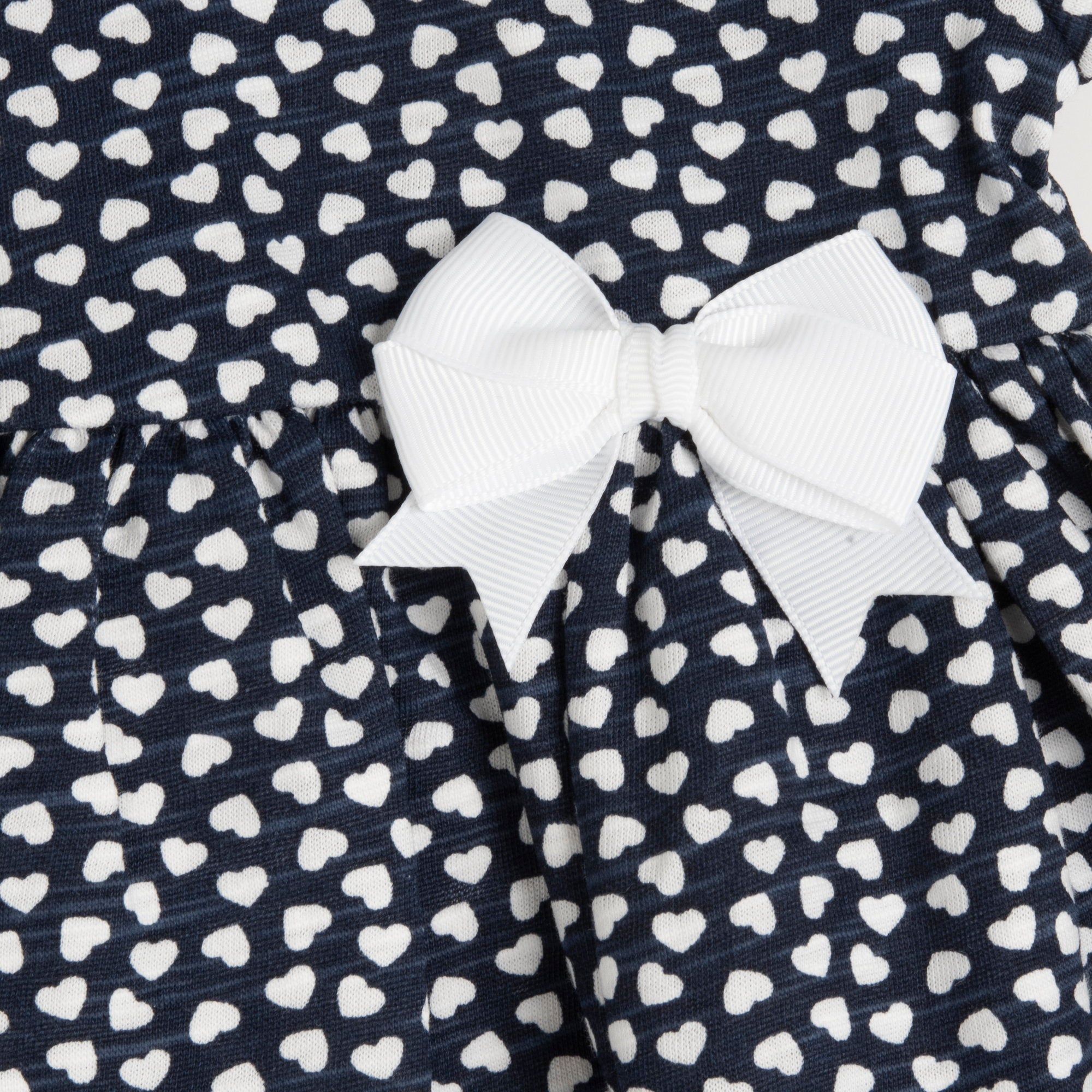 Girls Dark Blue Printed Cotton A-Line Dress with Peter Pan Collar