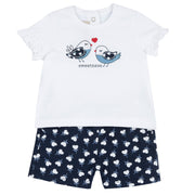 Girls White Bird Cotton T-Shirt & Trousers Set