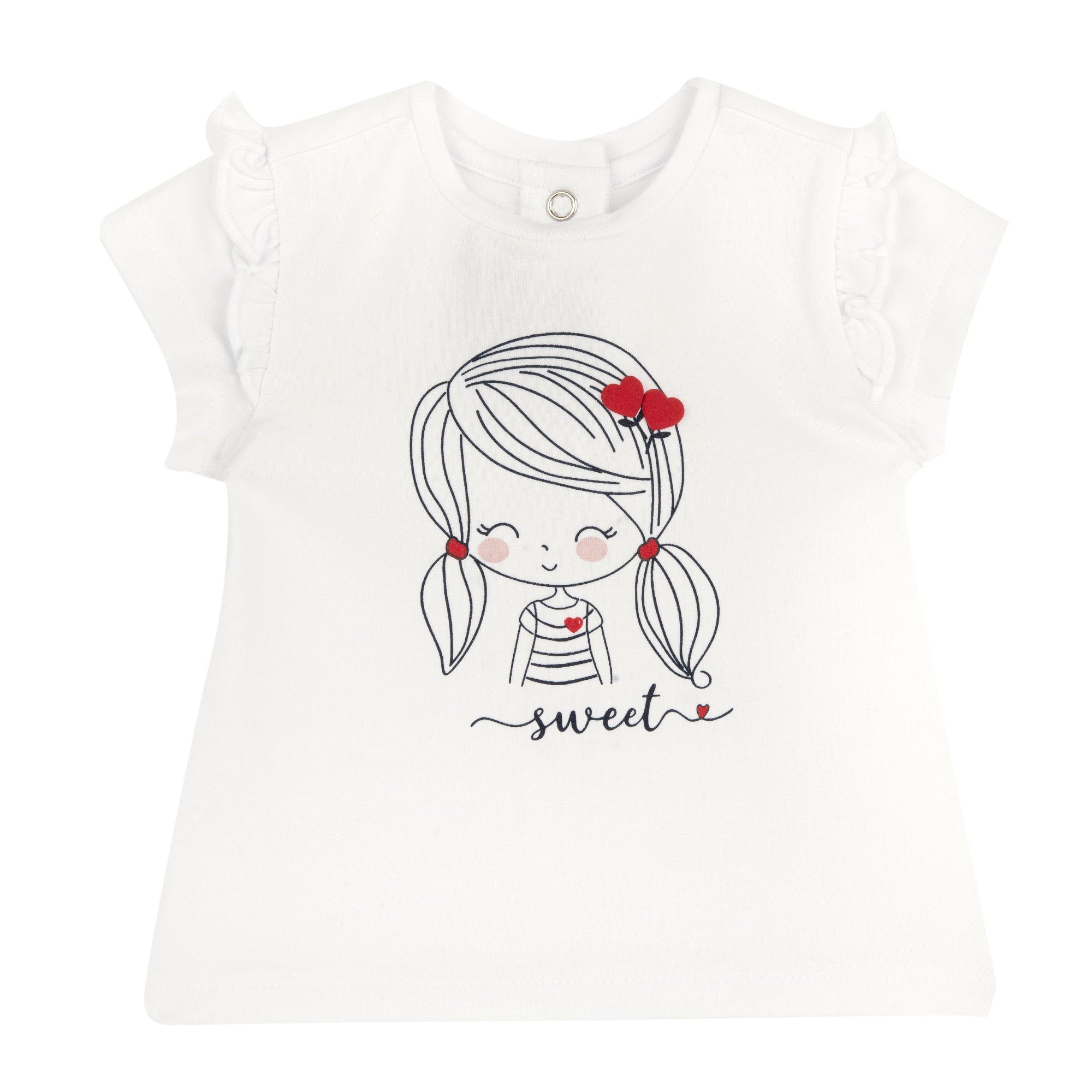 Girls White Graphic Printed Cotton Stretch T-Shirt with Regular Fit