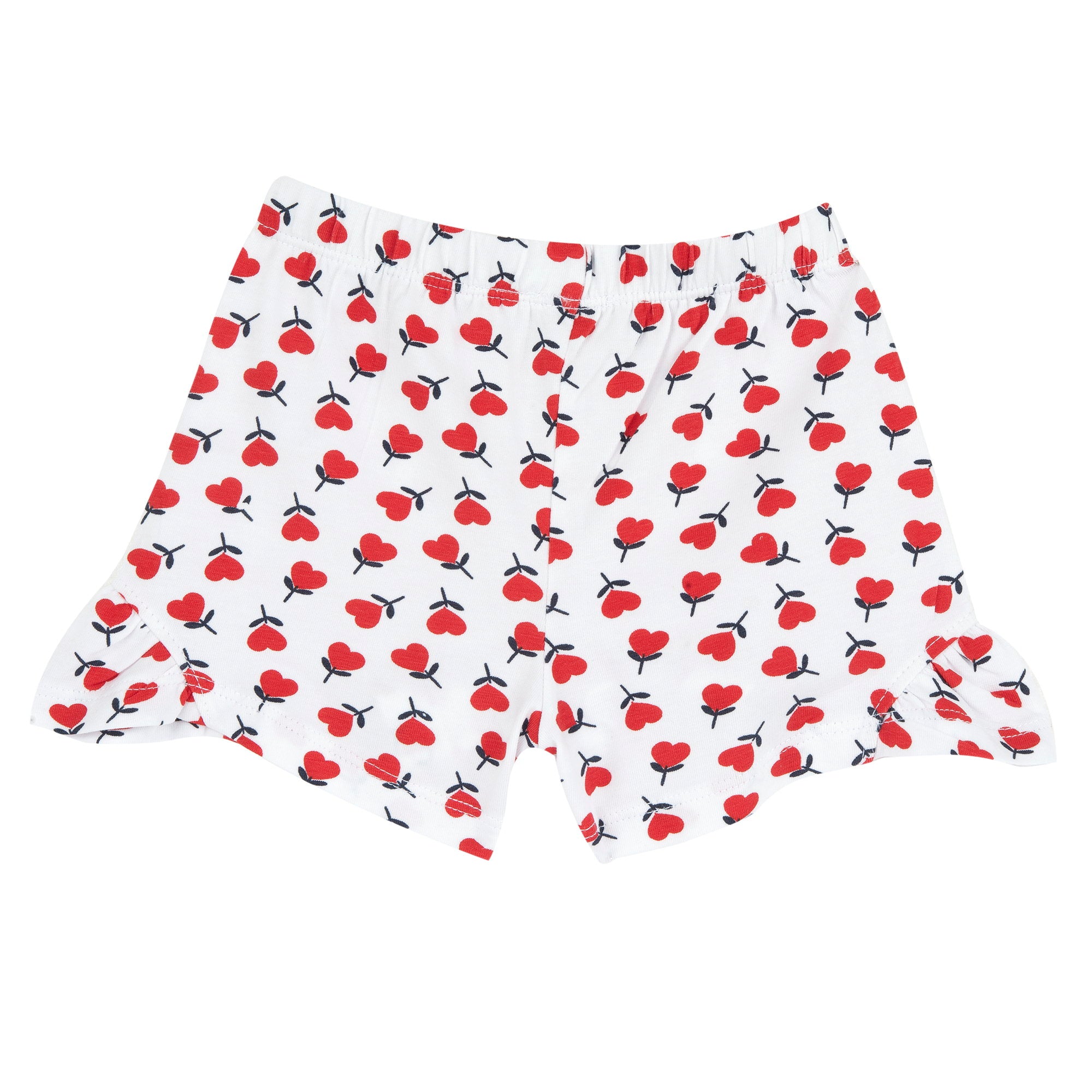 Girls White Floral Printed Cotton Stretch Shorts with Regular Fit