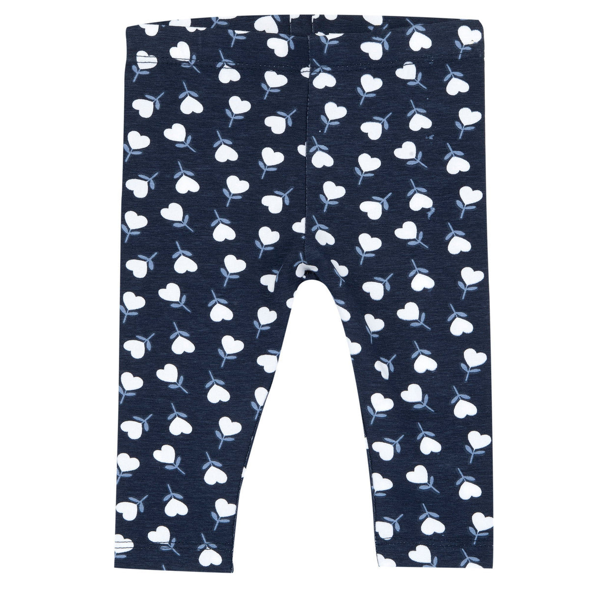 Girls Navy Floral Cotton Leggings
