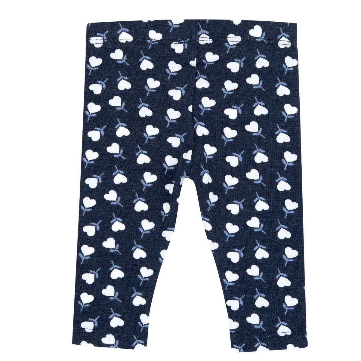 Girls Navy Floral Cotton Leggings