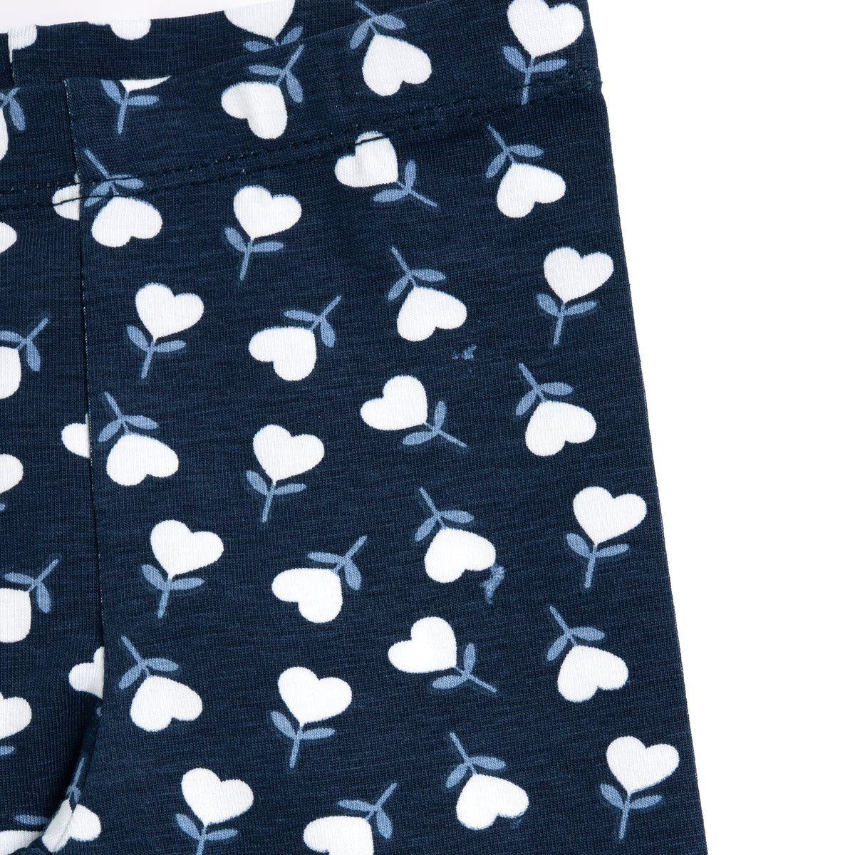 Girls Navy Floral Cotton Leggings