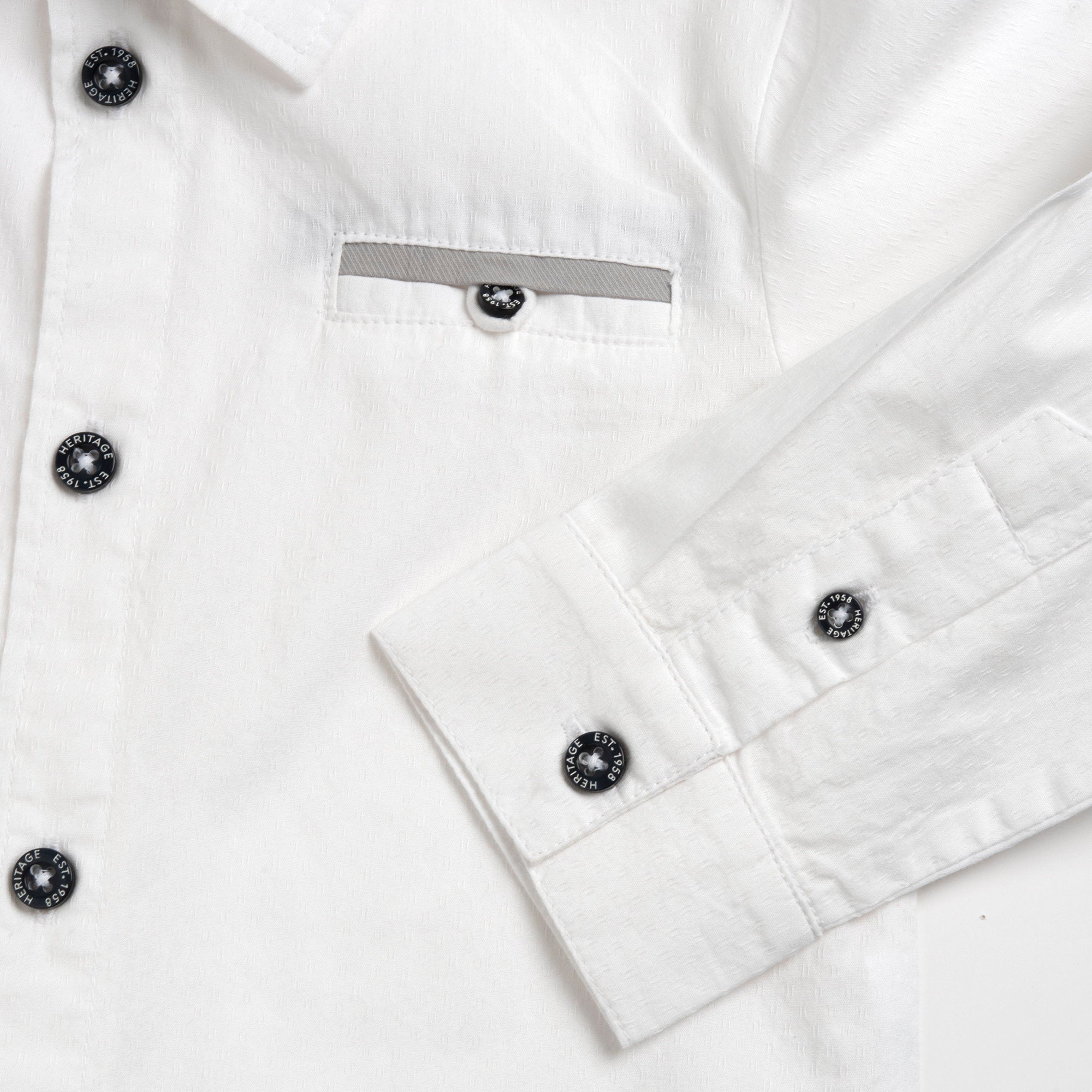 Boys White Solid Cotton Blend Long Sleeve Shirt with Spread Collar