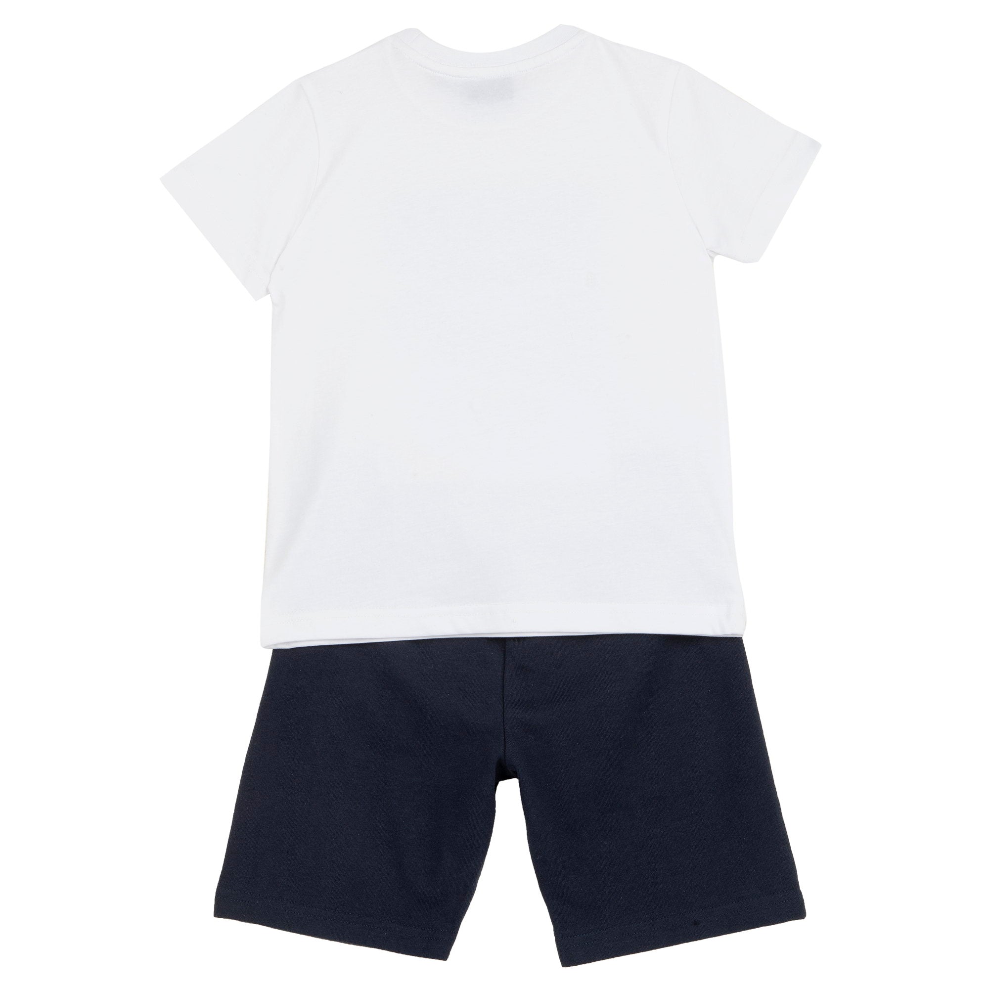 Boys White Graphic Printed Cotton T-Shirt and Shorts Set