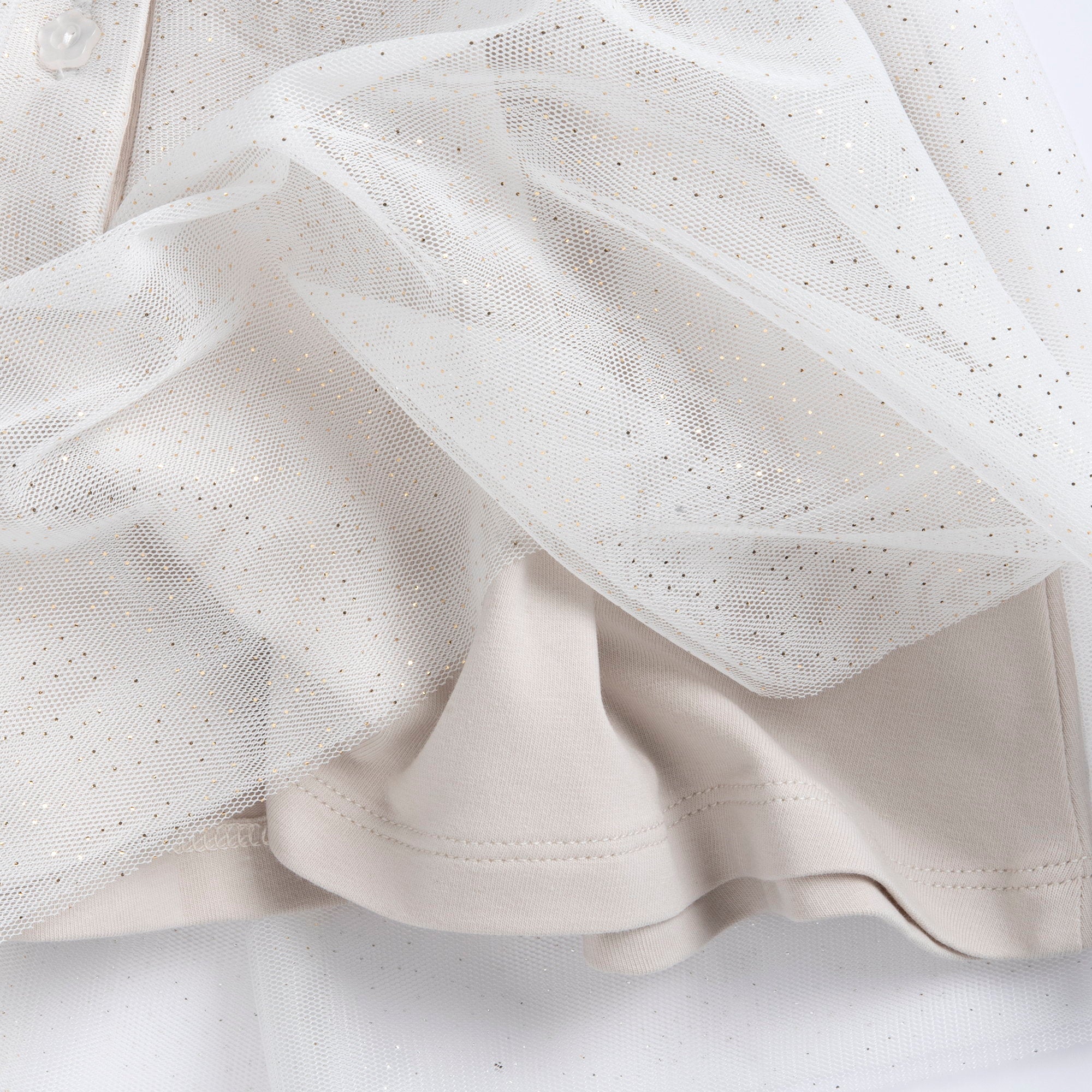 Girls Medium Natural Embellished Cotton Blend A-Line Dress with Short Sleeves