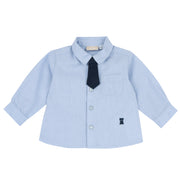 Boys Light Blue Cotton Solid Full Sleeve Shirt