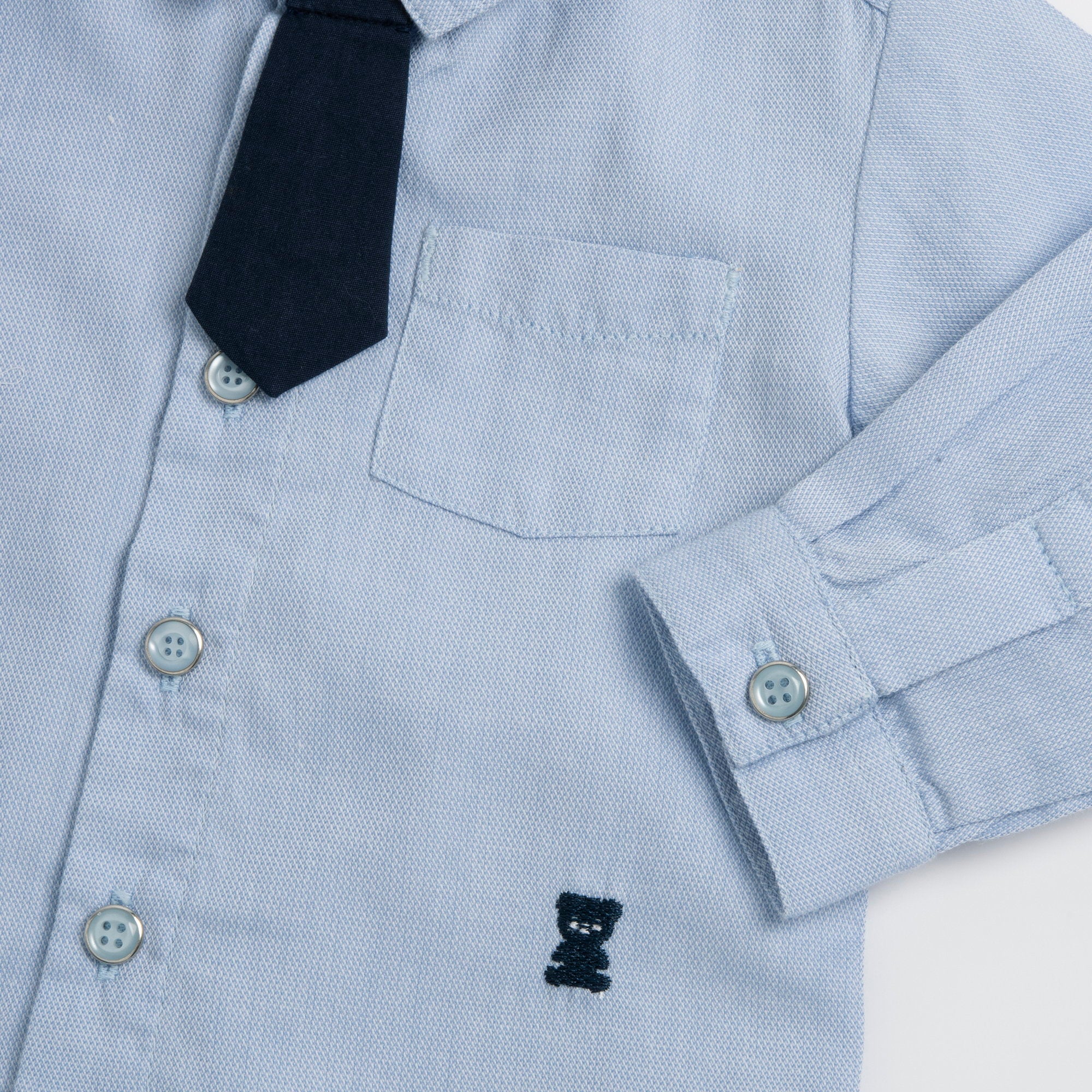 Boys Light Blue Cotton Solid Full Sleeve Shirt