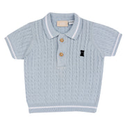 Boys Light Blue Solid Cotton Short Sleeve Polo Shirt with Regular Fit