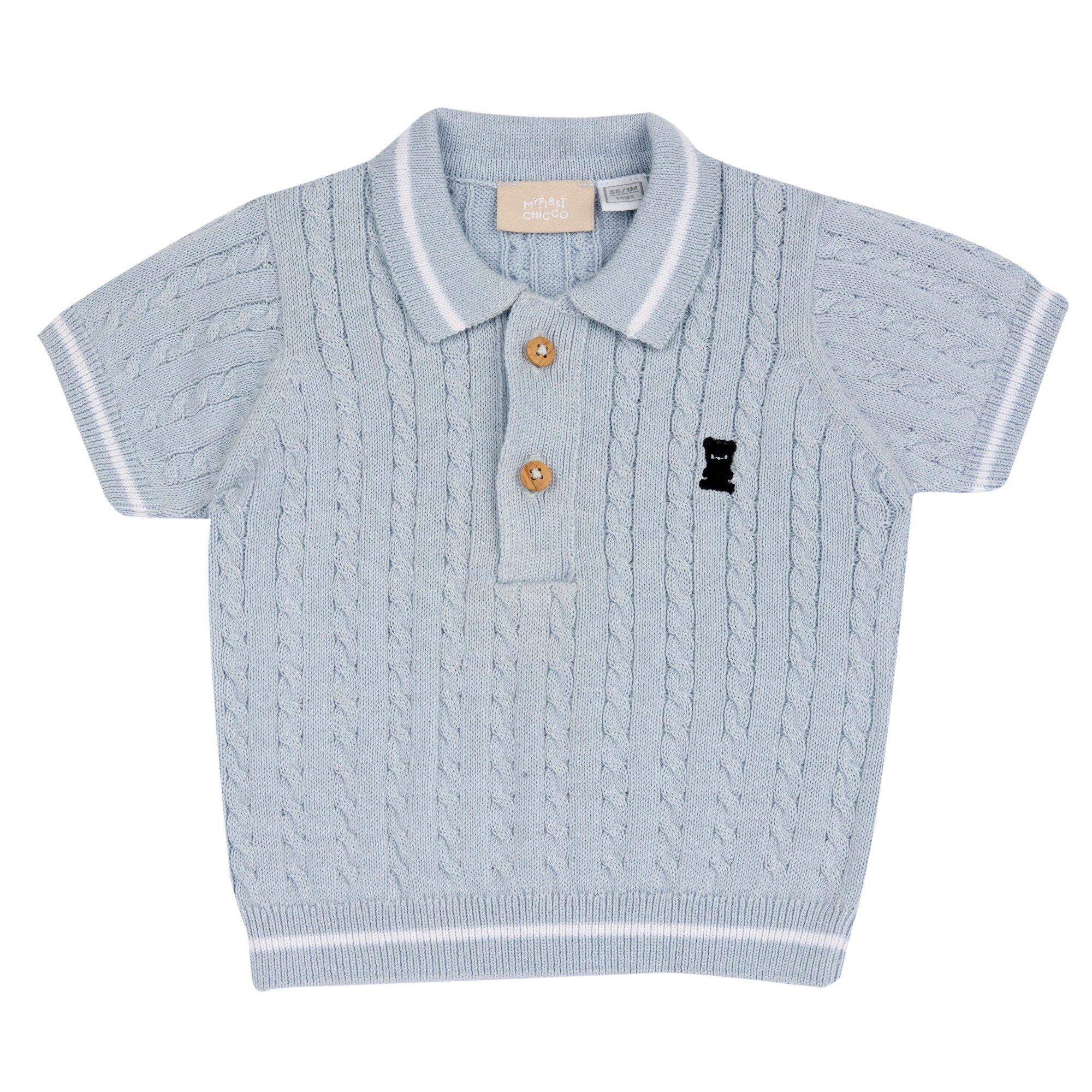 Boys Light Blue Solid Cotton Short Sleeve Polo Shirt with Regular Fit