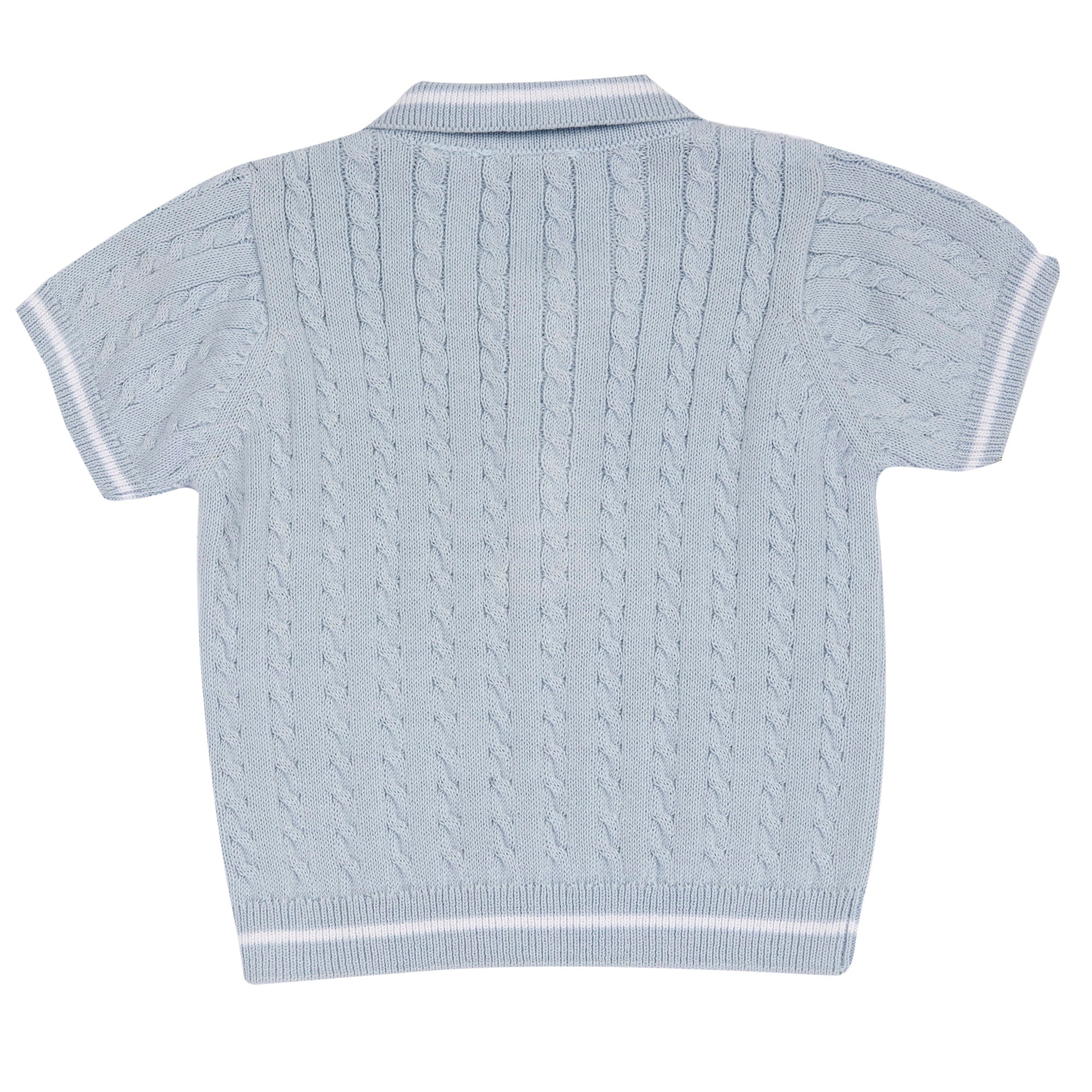 Boys Light Blue Solid Cotton Short Sleeve Polo Shirt with Regular Fit