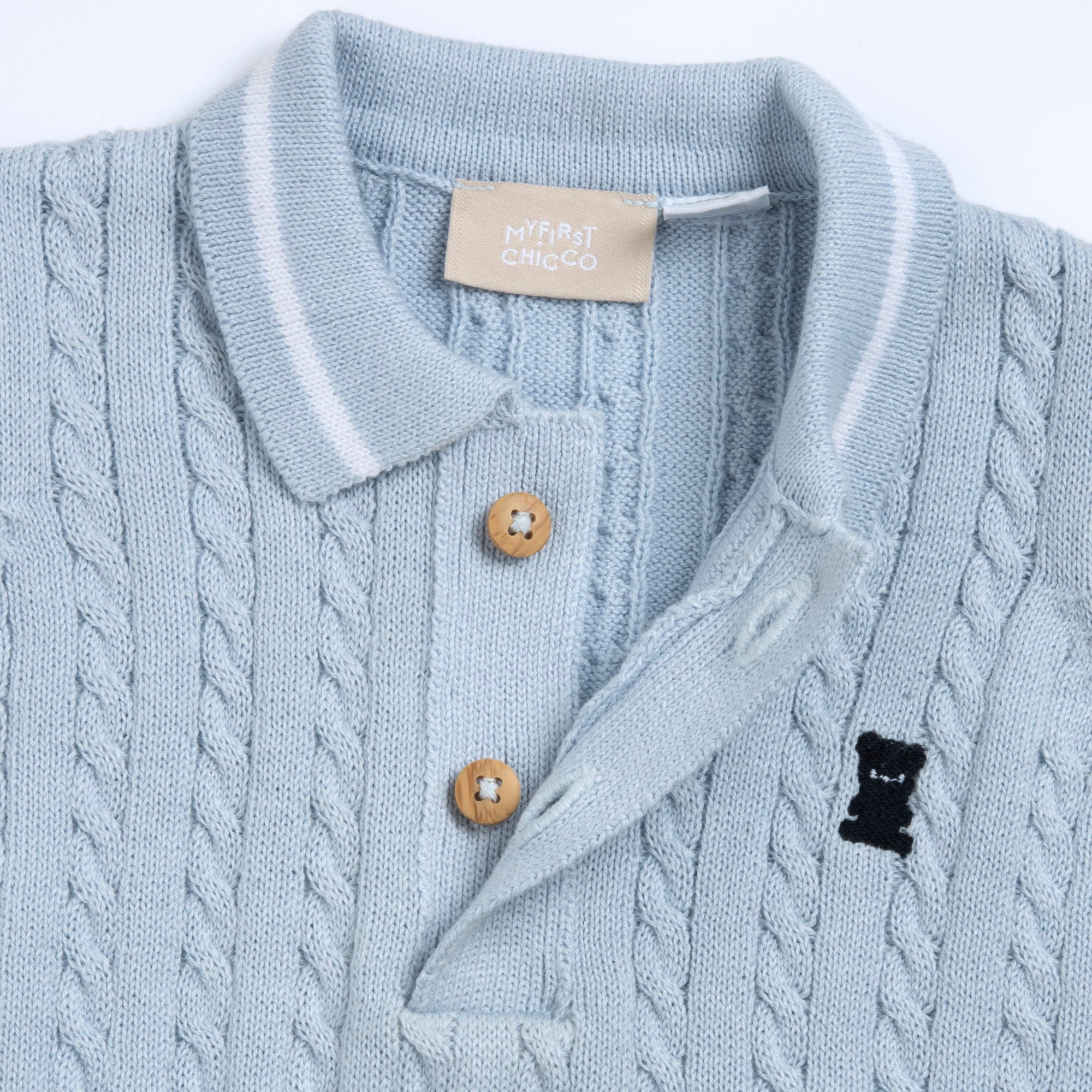 Boys Light Blue Solid Cotton Short Sleeve Polo Shirt with Regular Fit