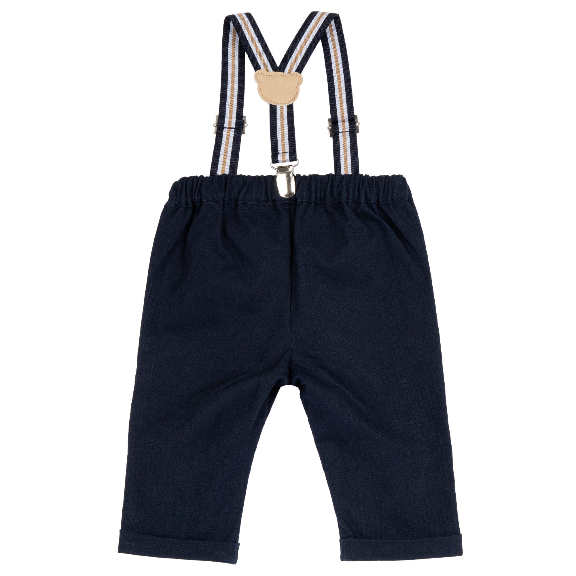 Boys Dark Blue Cotton Stretch Regular Fit Trousers