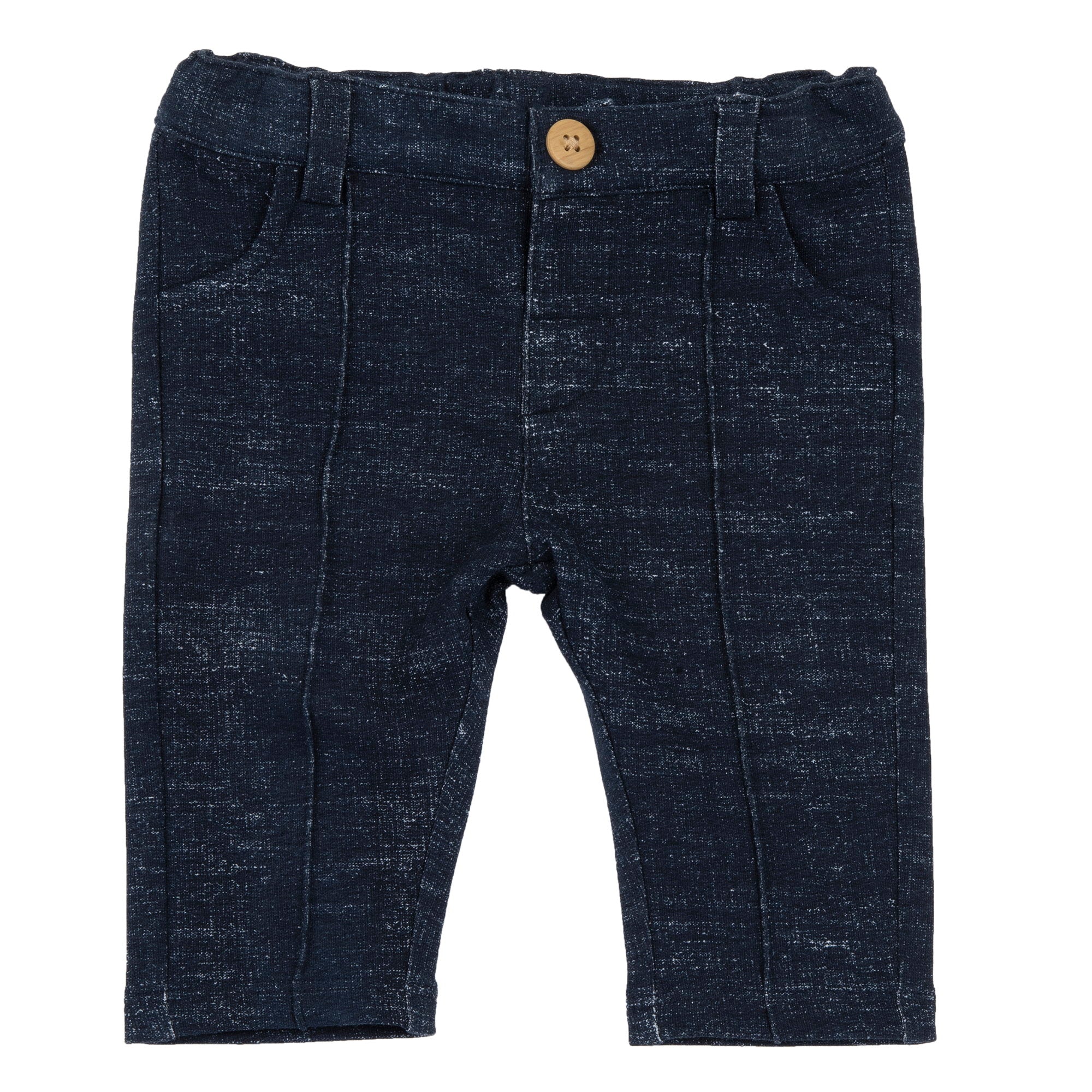 Boys Dark Blue Cotton Blend Solid Trousers