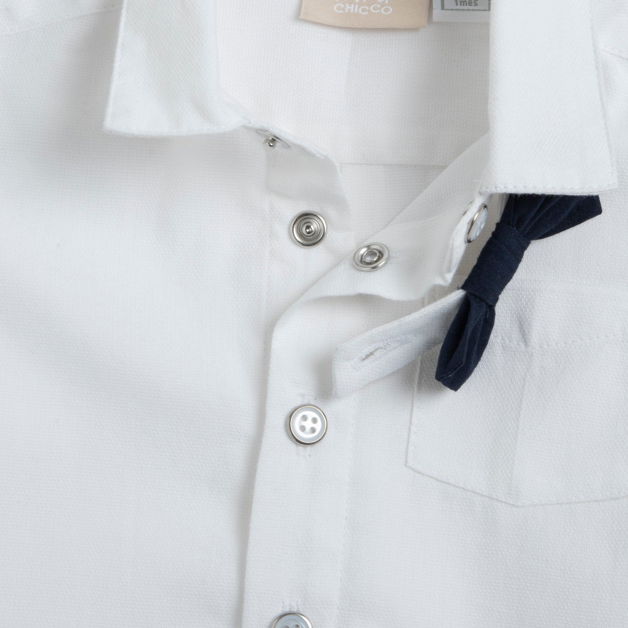 Boys White Solid Cotton Short Sleeve Shirt with Spread Collar