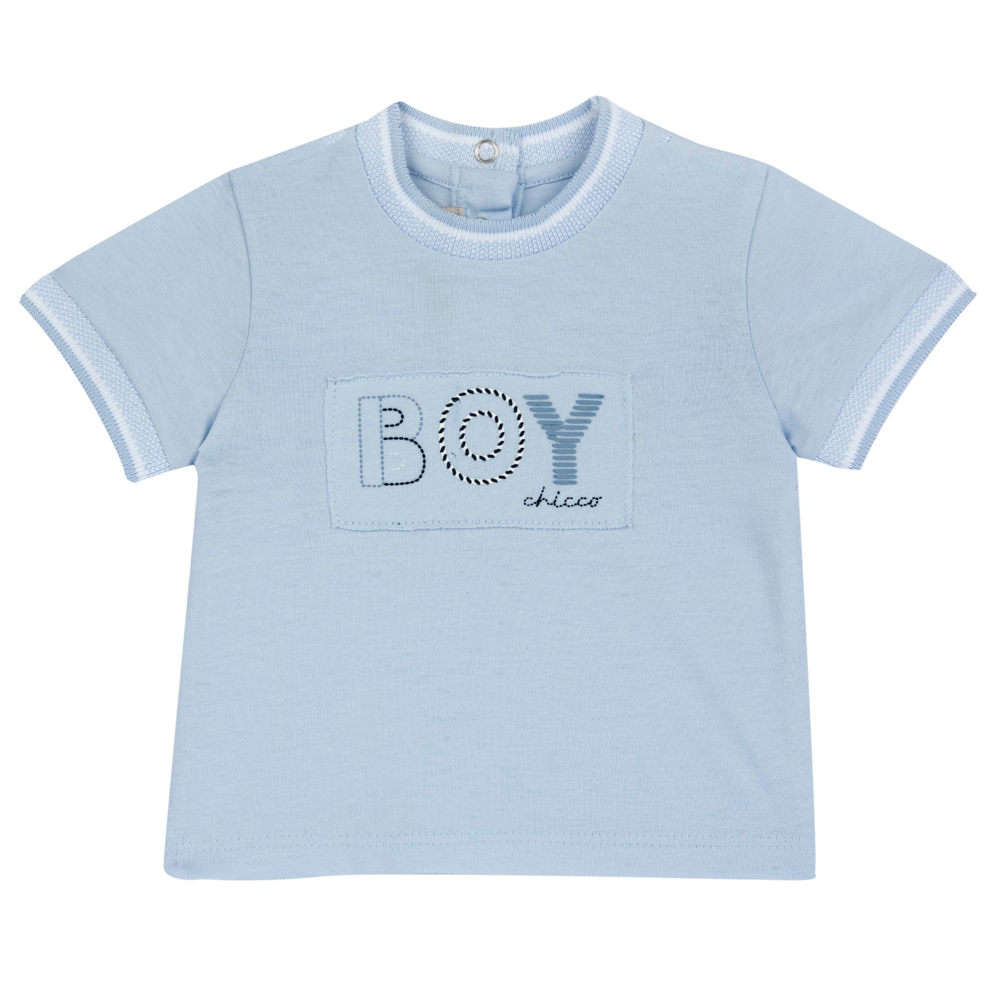 Boys Light Blue Typography Printed Cotton T-Shirt with Regular Fit