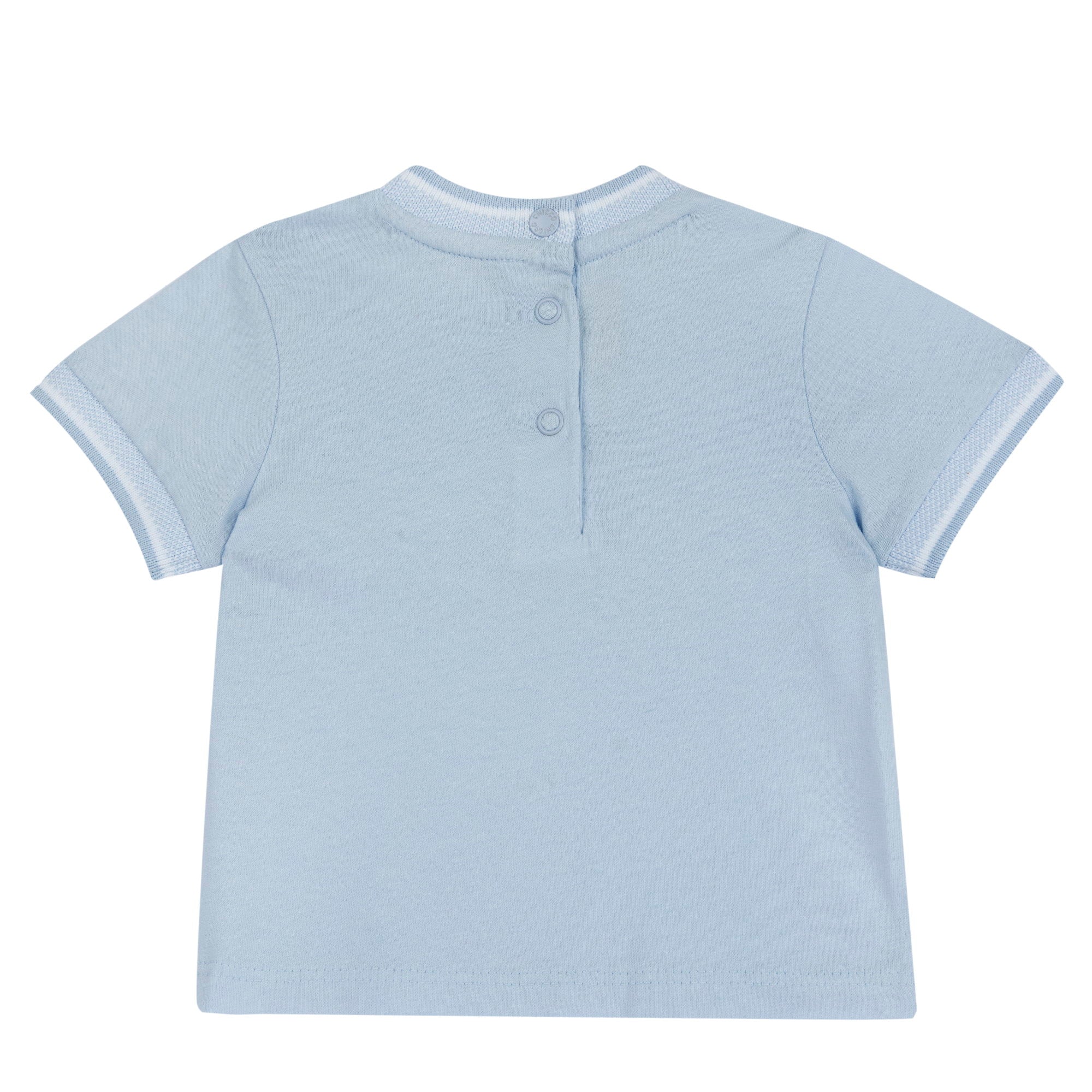 Boys Light Blue Typography Printed Cotton T-Shirt with Regular Fit