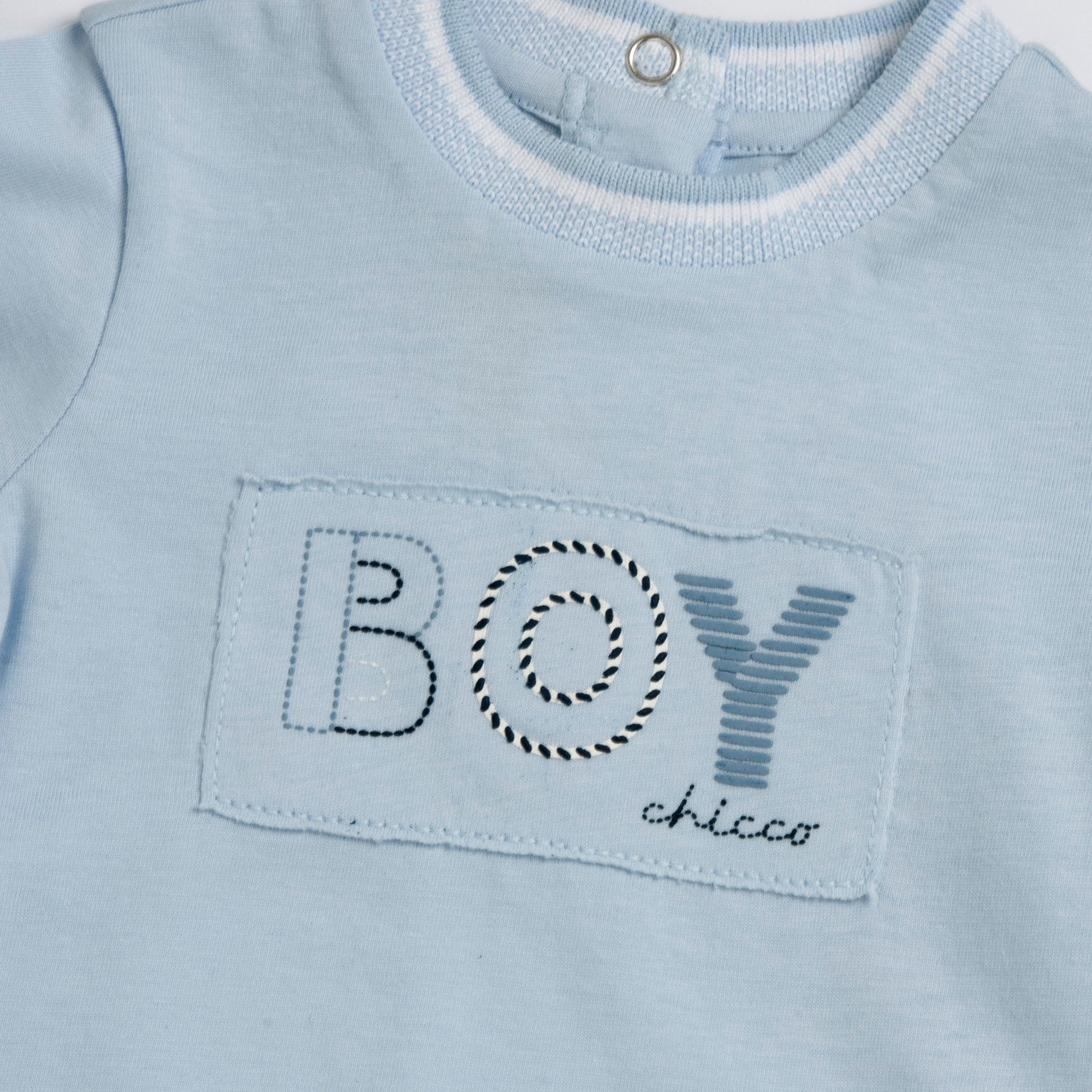 Boys Light Blue Typography Printed Cotton T-Shirt with Regular Fit