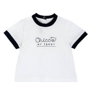 Boys White Embroidered Cotton T-Shirt with Regular Fit
